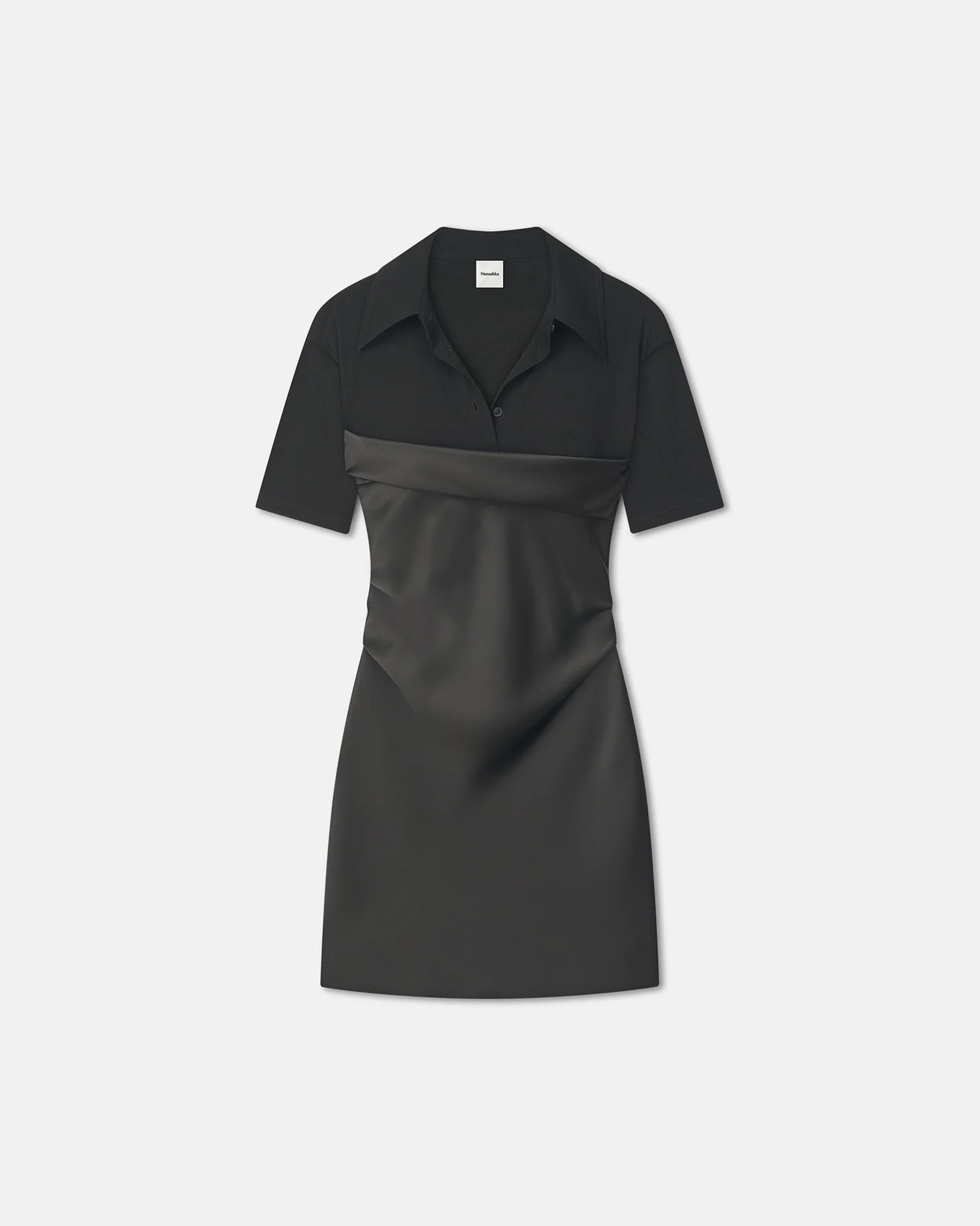 Heceta - Mesh Jersey and Slip Satin Mini Dress - Dark Green/Anthracite - Image 5