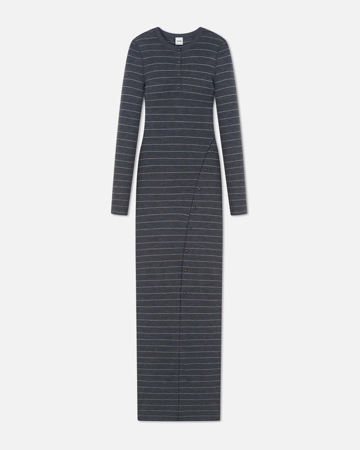 Dakoa - Striped Terry Merino Maxi Dress - Grey Stripe - Image 3