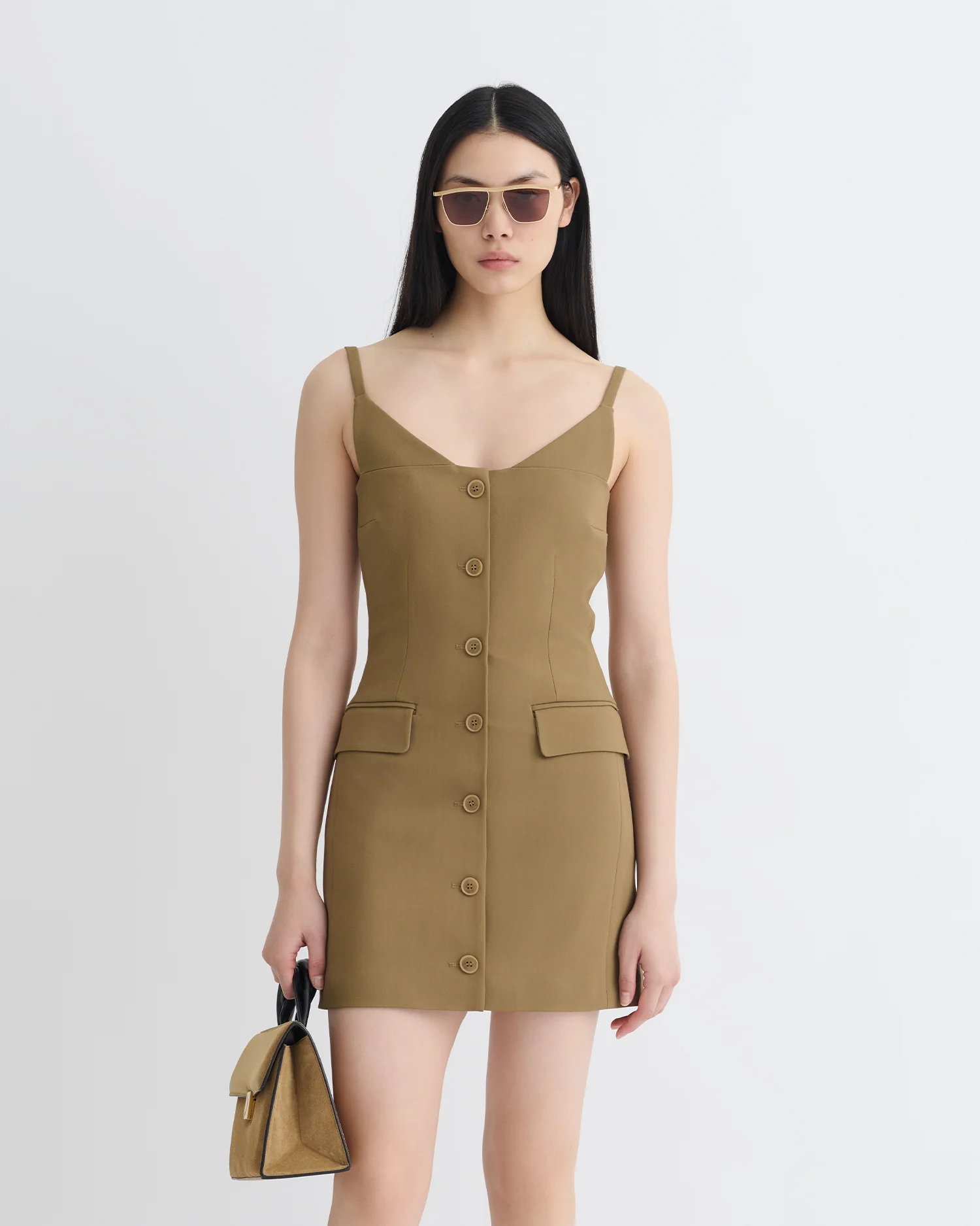 Peitho - Tailored Mini Dress - Brown - Image 3