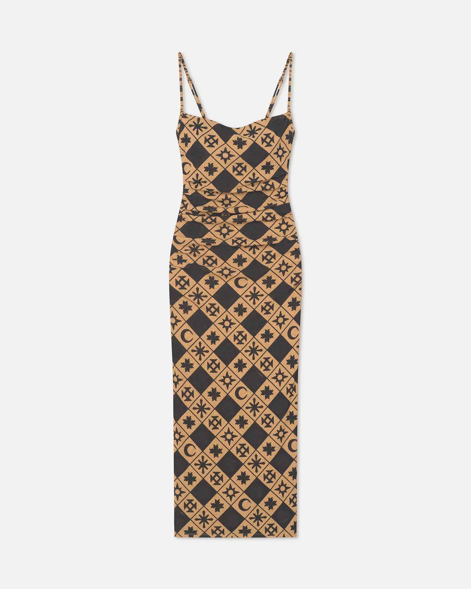 Alexa - Printed Mesh Jersey Midi Dress - Symbol Tile Oak - Image 3