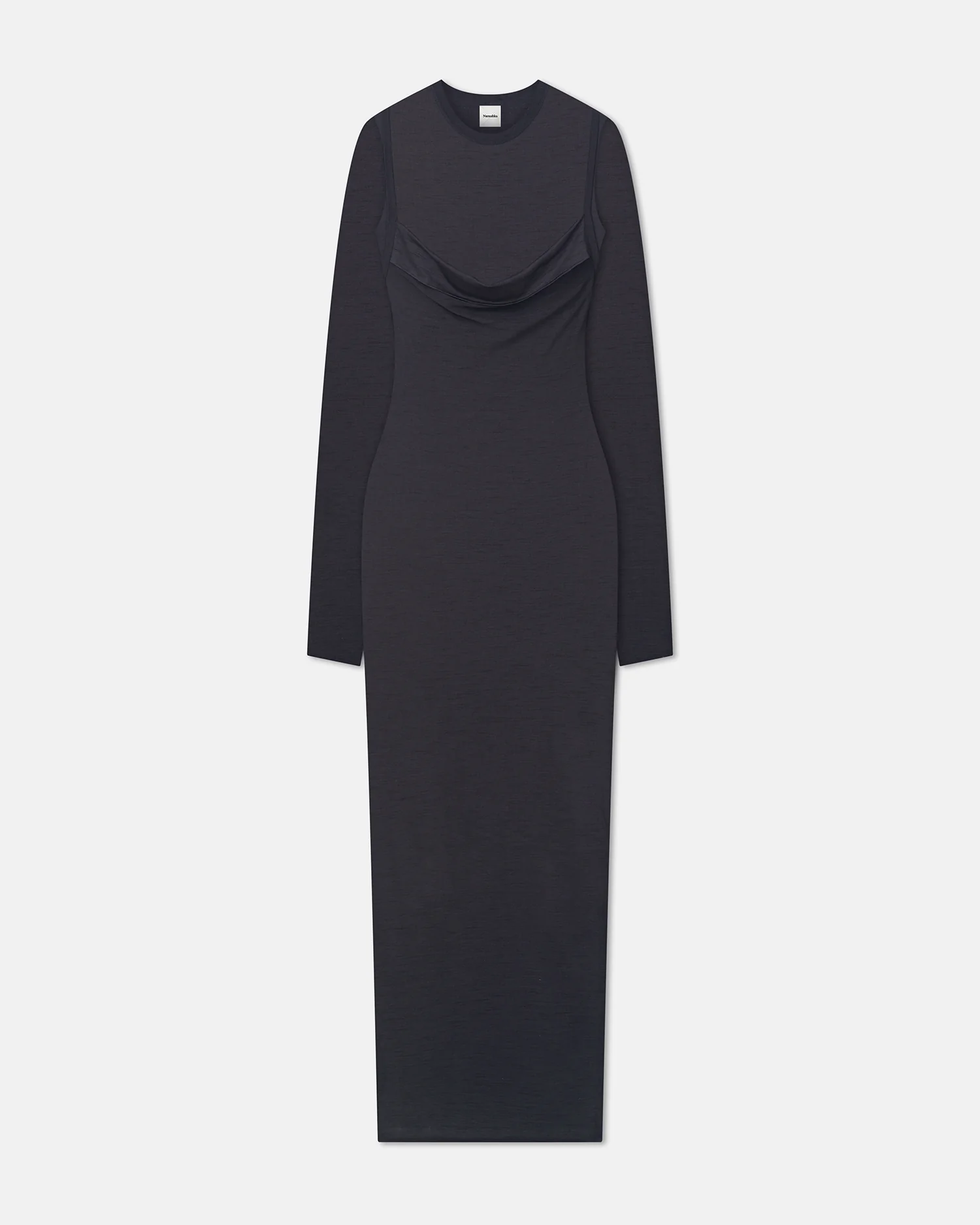 Linora - Draped Wool Jersey Midi Dress - Grey - Image 3