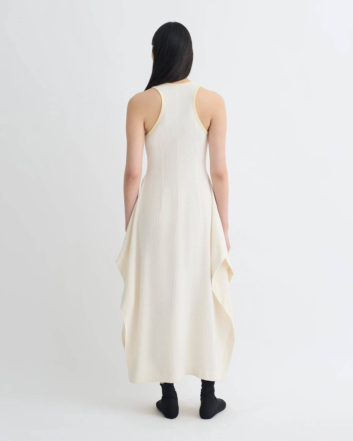Thoosa - Draped Crepe Melange Midi Dress - Creme - Image 2