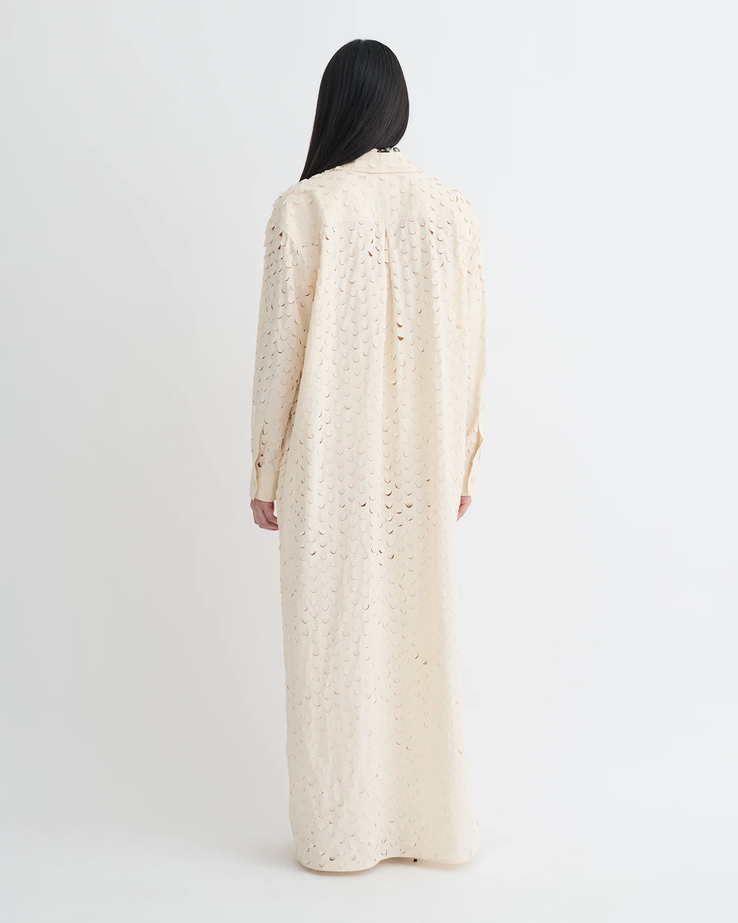 Brizo - Laser-Cut Heavy Poplin Shirt Dress - Creme - Image 2