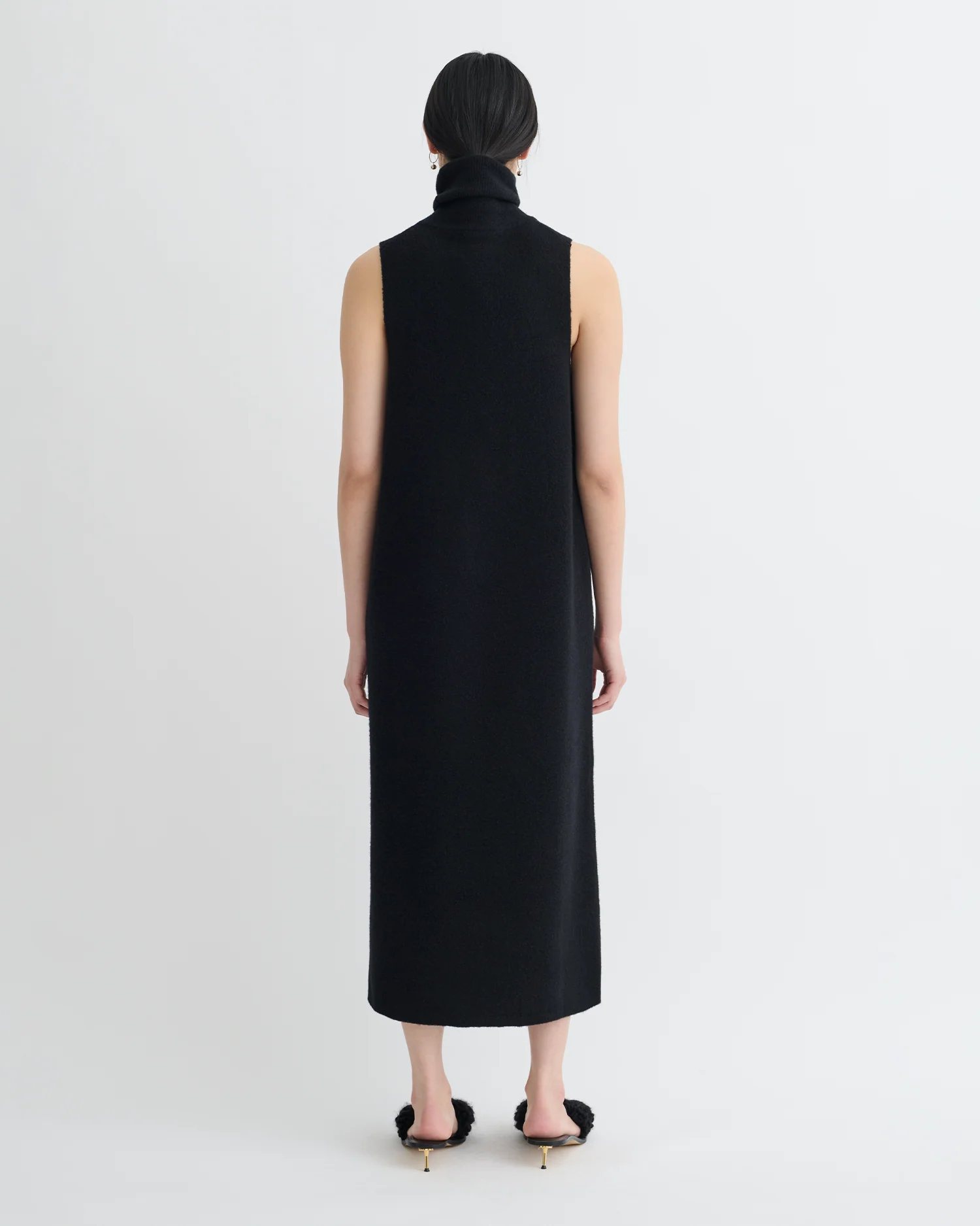 Jessam - Merino Wool Turtleneck Dress - Black/Roses - Image 2