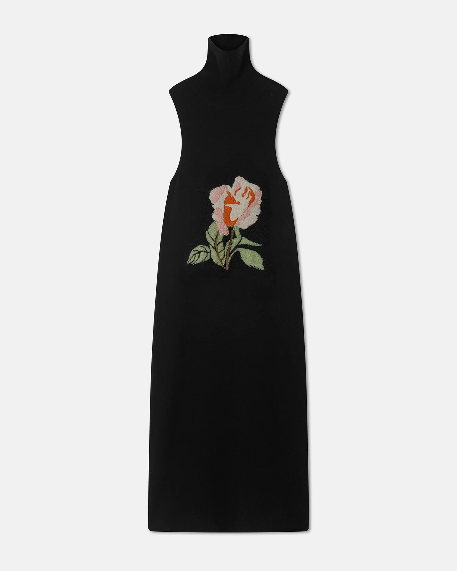 Jessam - Merino Wool Turtleneck Dress - Black/Roses - Image 4