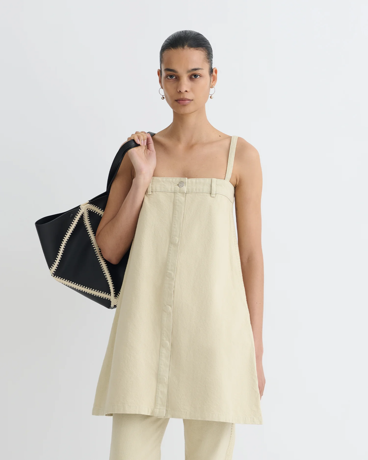 Lidwina - Denim mini dress - Beige