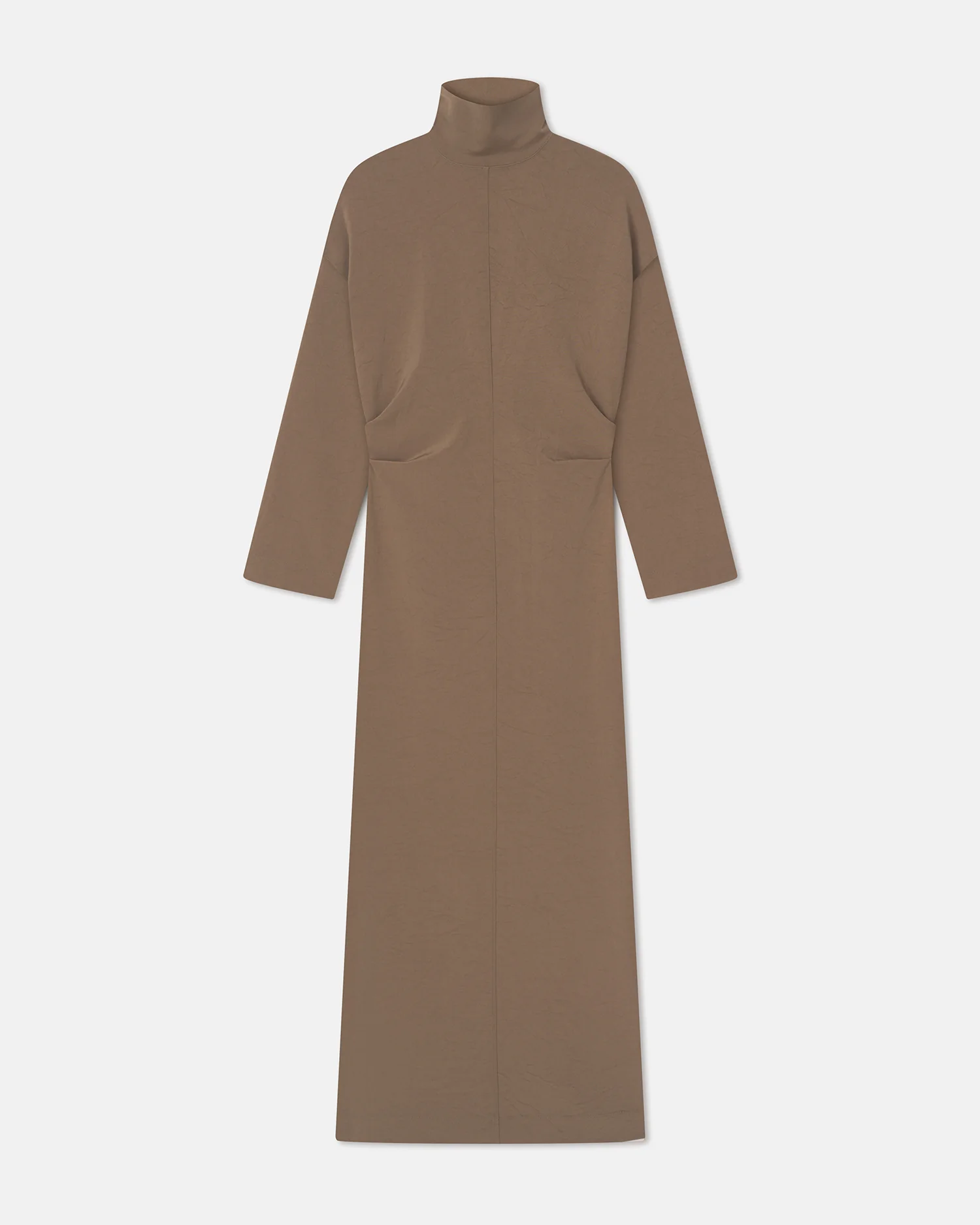 Jasmon - Draped Paper Jersey Turtleneck Dress - Brown - Image 3