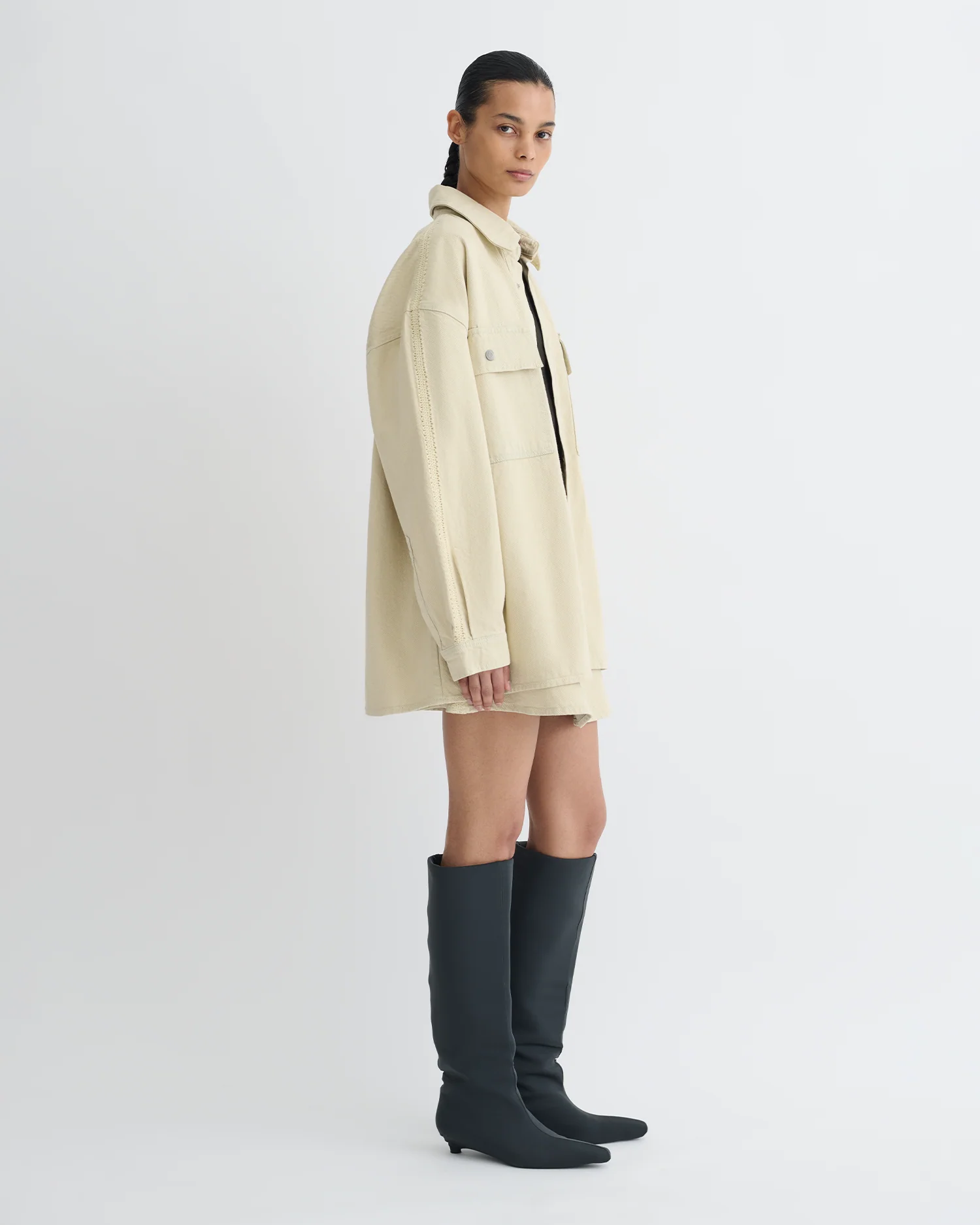 Mariann - Oversized denim shirt - Beige - Image 2