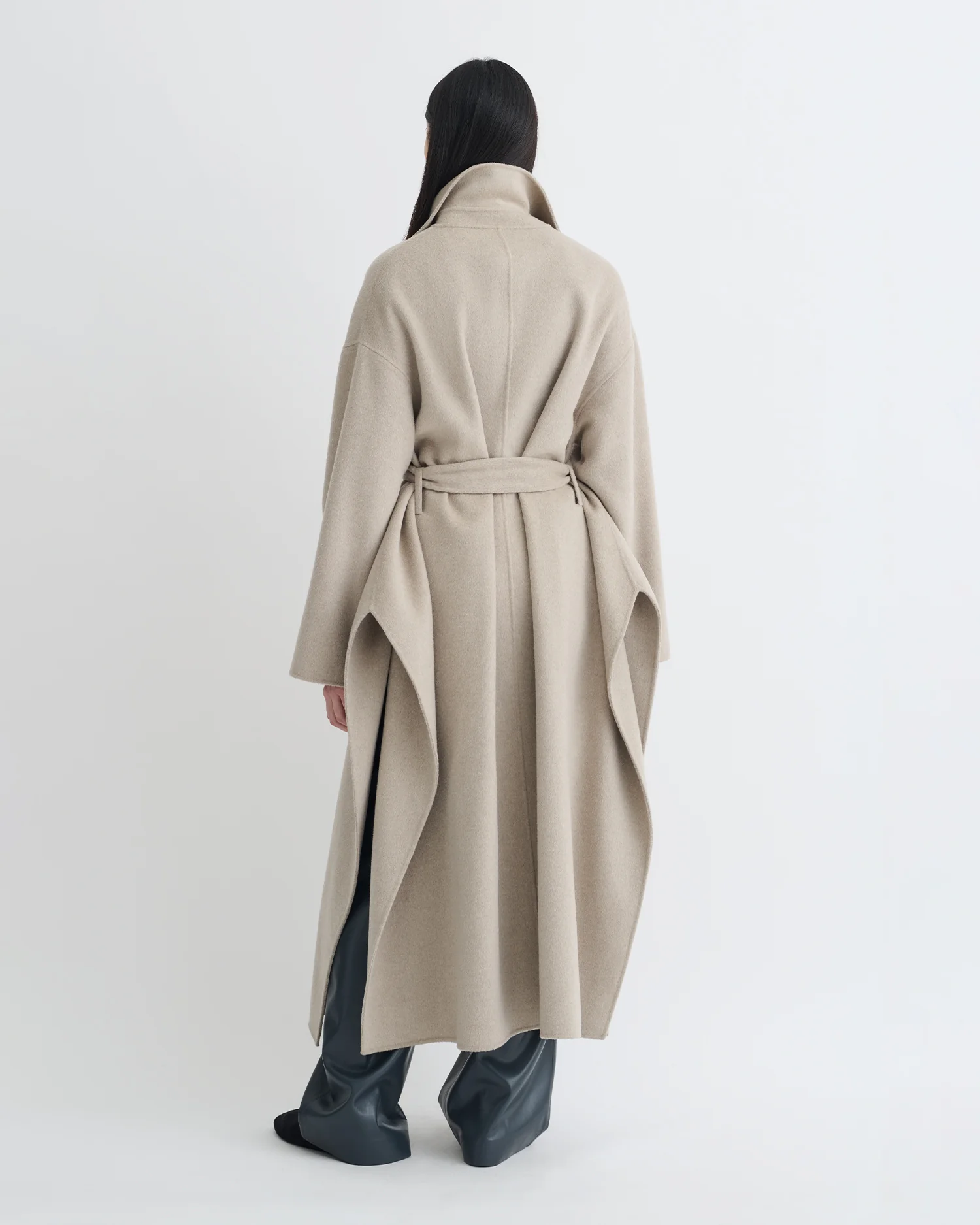 Salima - Double Wool Robe Coat - Stone - Image 2
