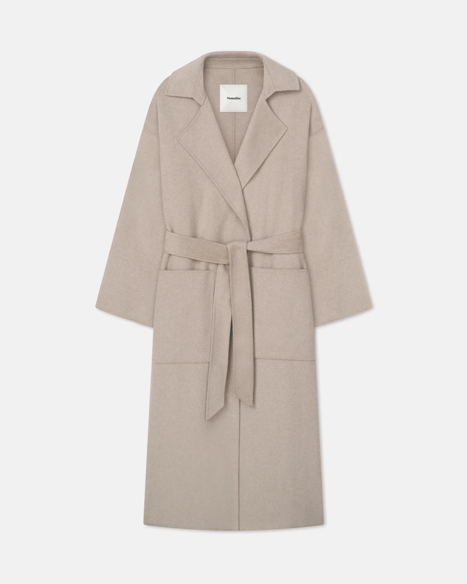 Salima - Double Wool Robe Coat - Stone - Image 4