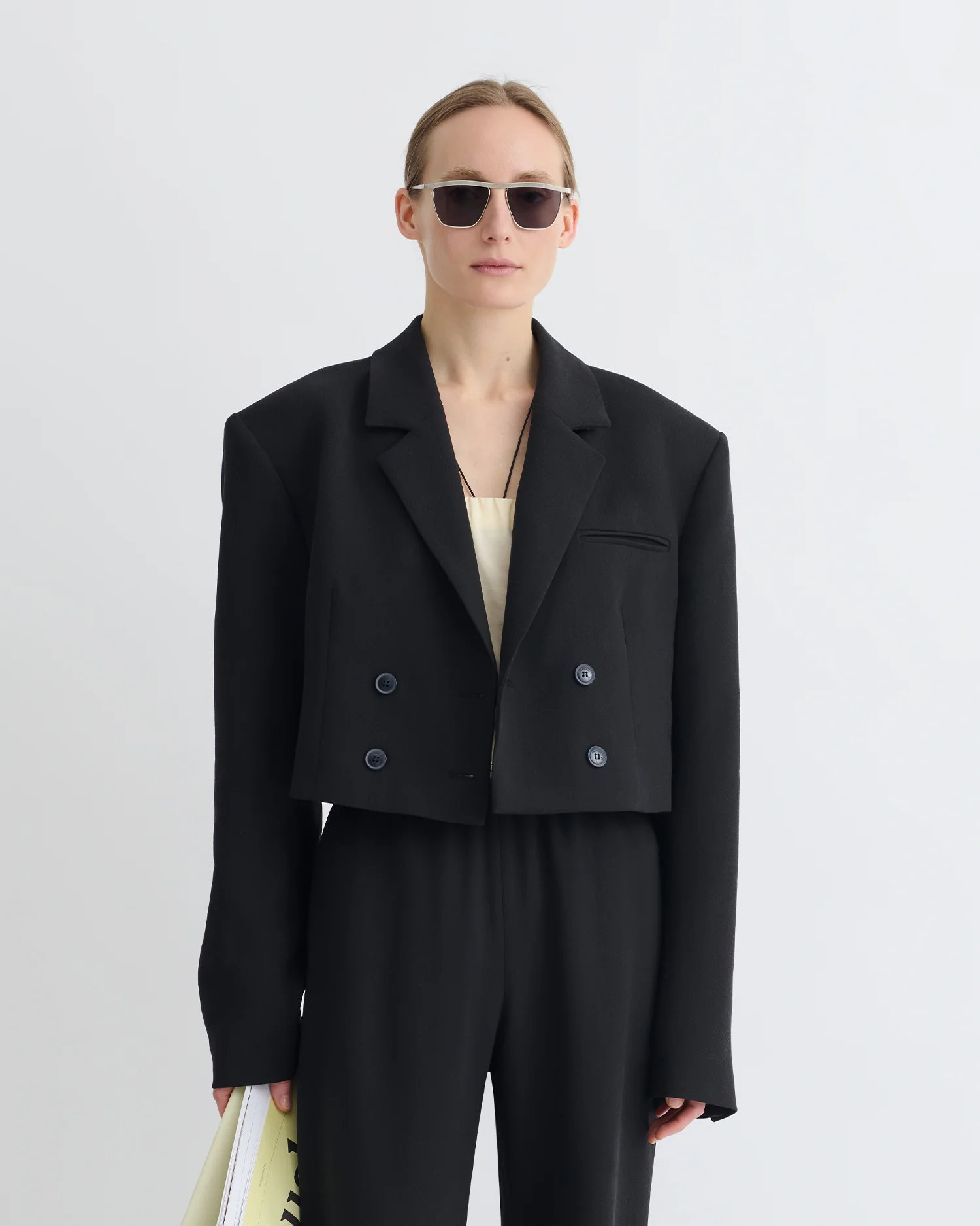 Rony - Cropped Crepe Twill Blazer - Black