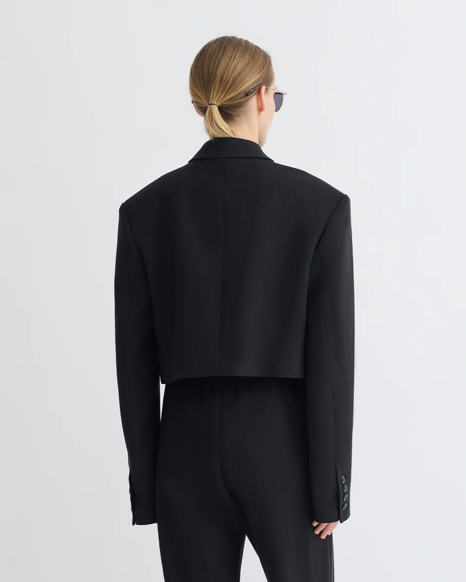 Rony - Cropped Crepe Twill Blazer - Black - Image 2
