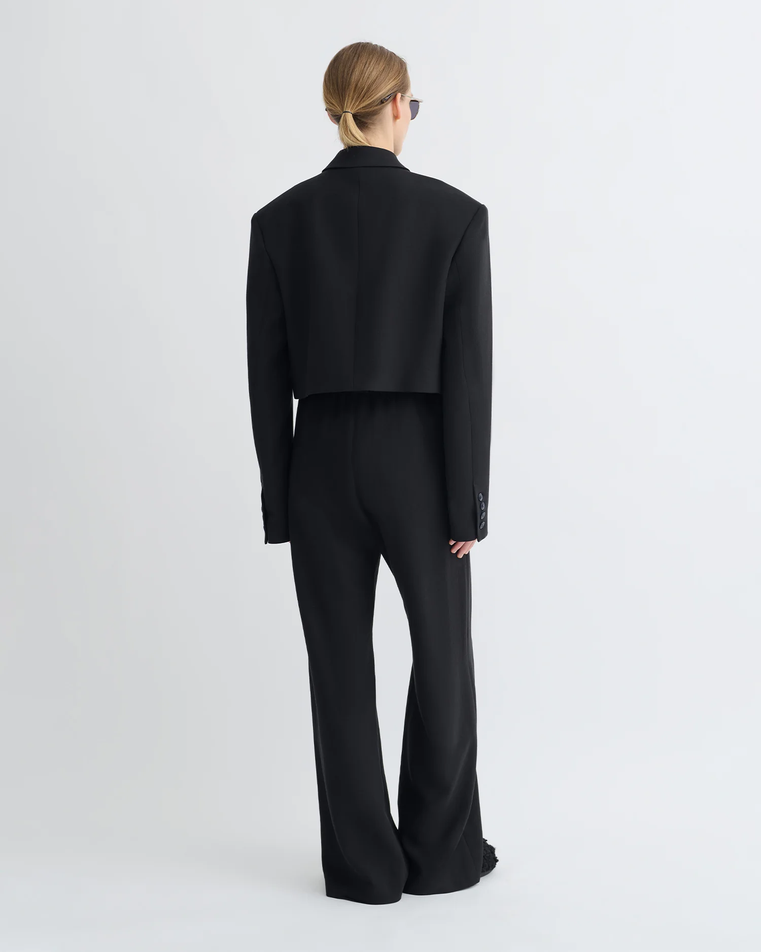 Rony - Cropped Crepe Twill Blazer - Black - Image 4