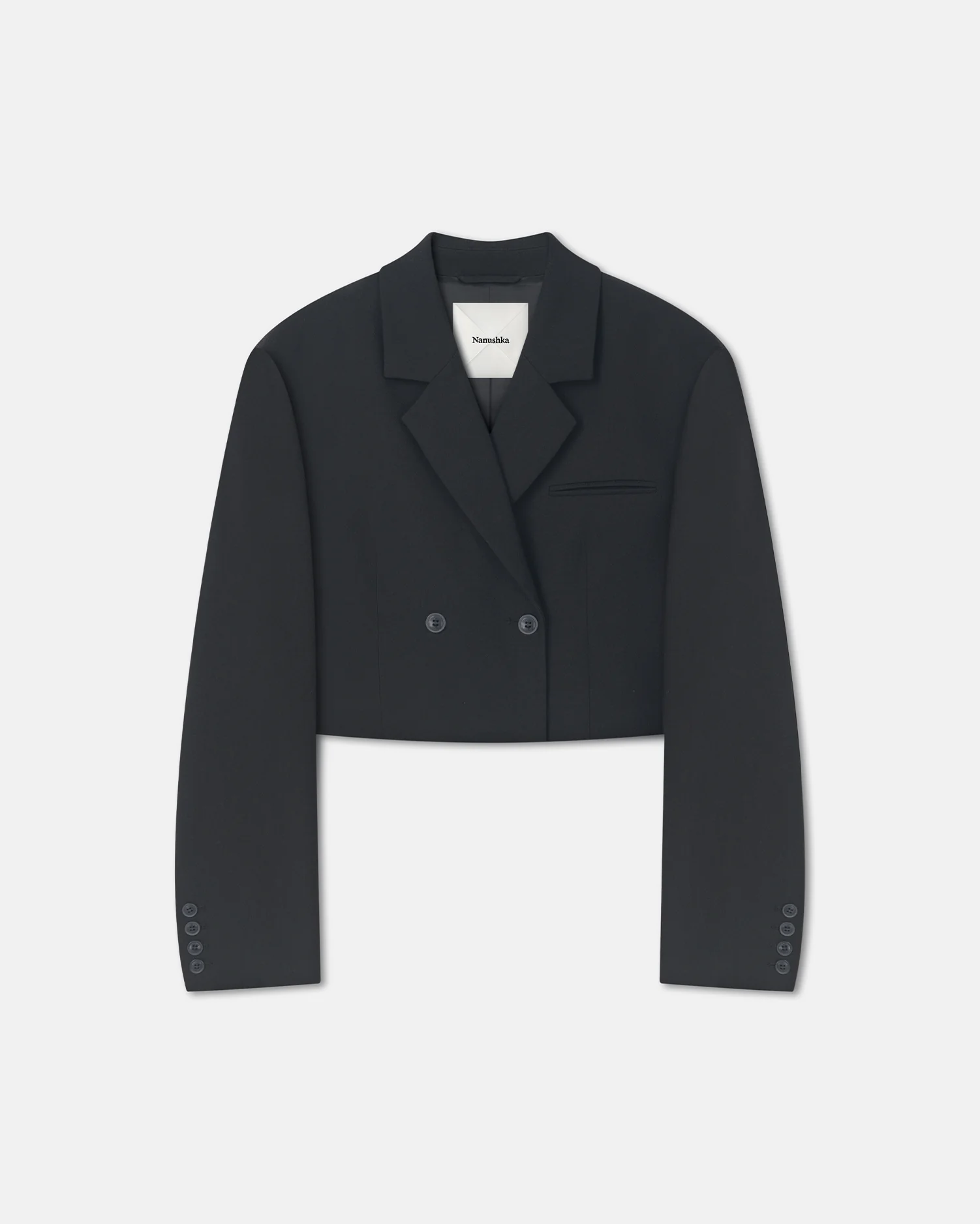 Rony - Cropped Crepe Twill Blazer - Black - Image 5