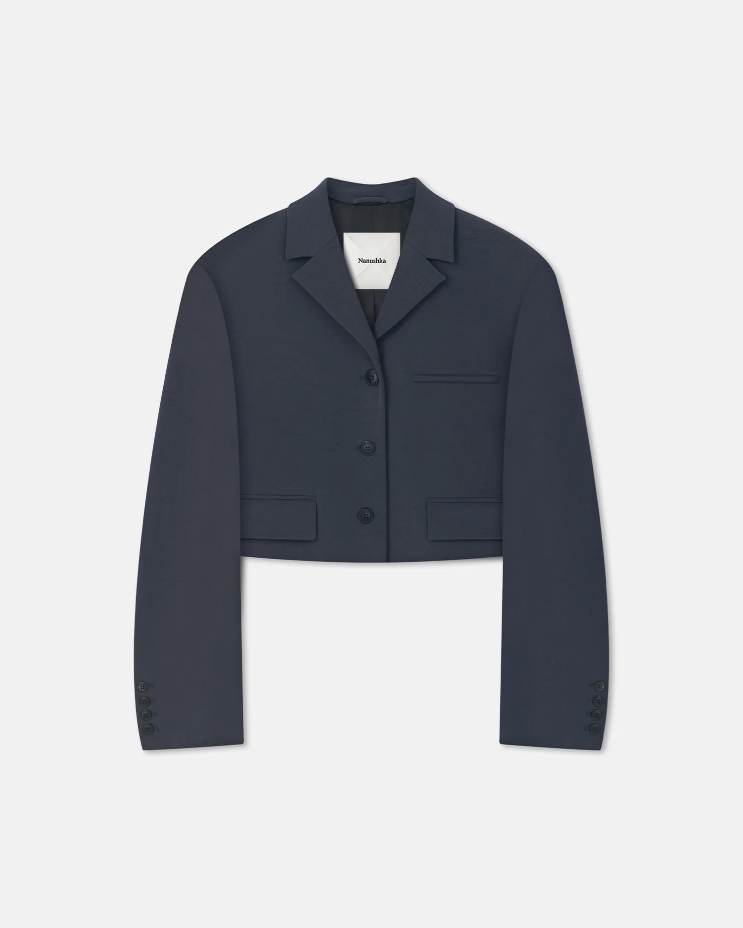 Sinead - Cropped Paper Jersey Blazer - Dusty Blue - Image 4