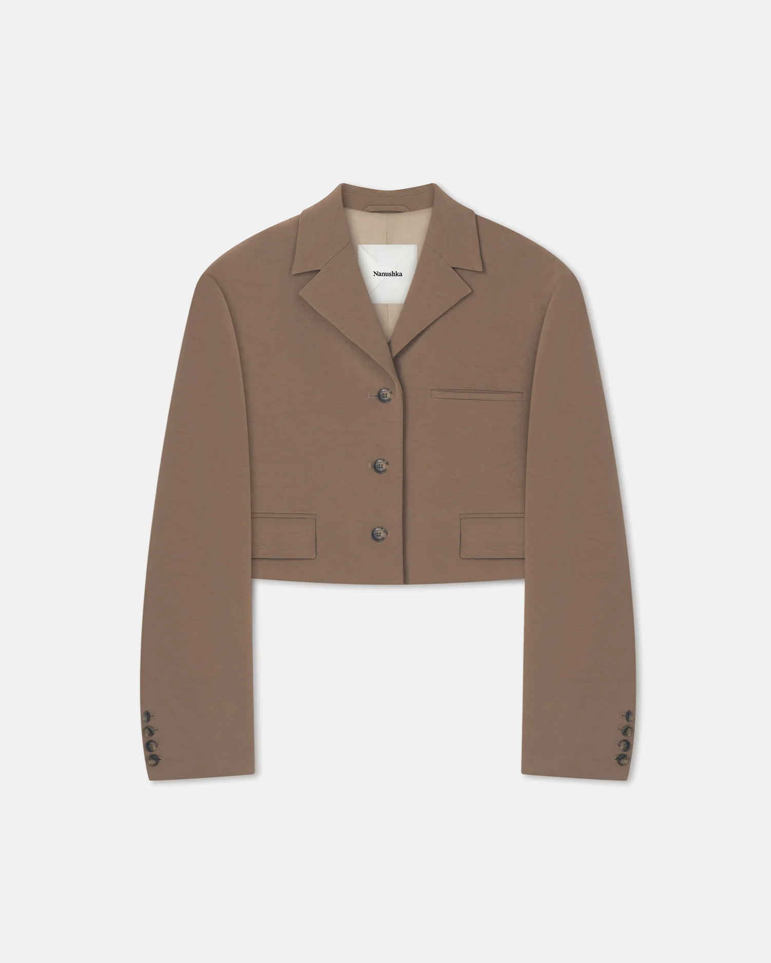 Sinead - Cropped Paper Jersey Blazer - Brown - Image 4