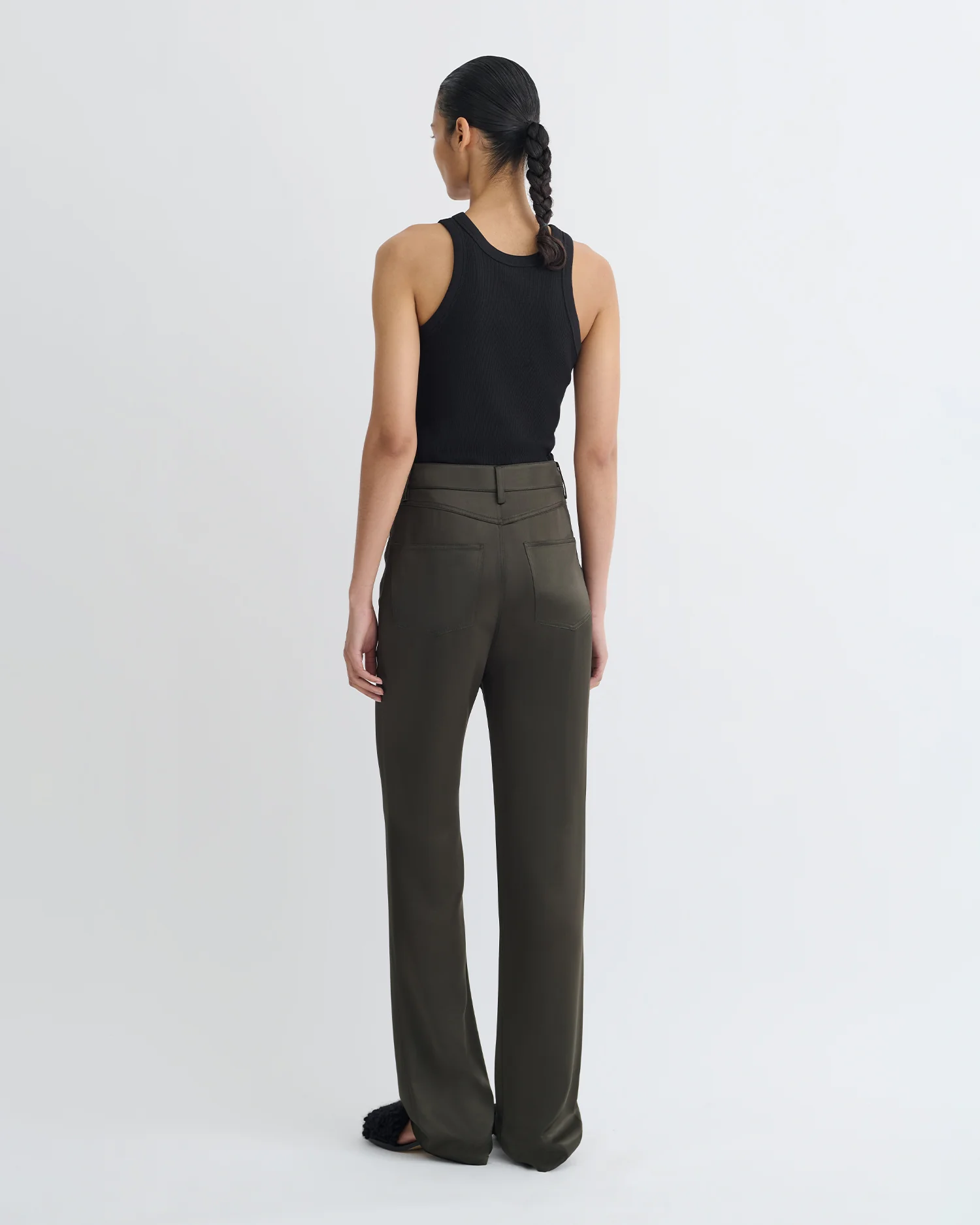 Tita - Slip Satin Pants - Dark Green - Image 3