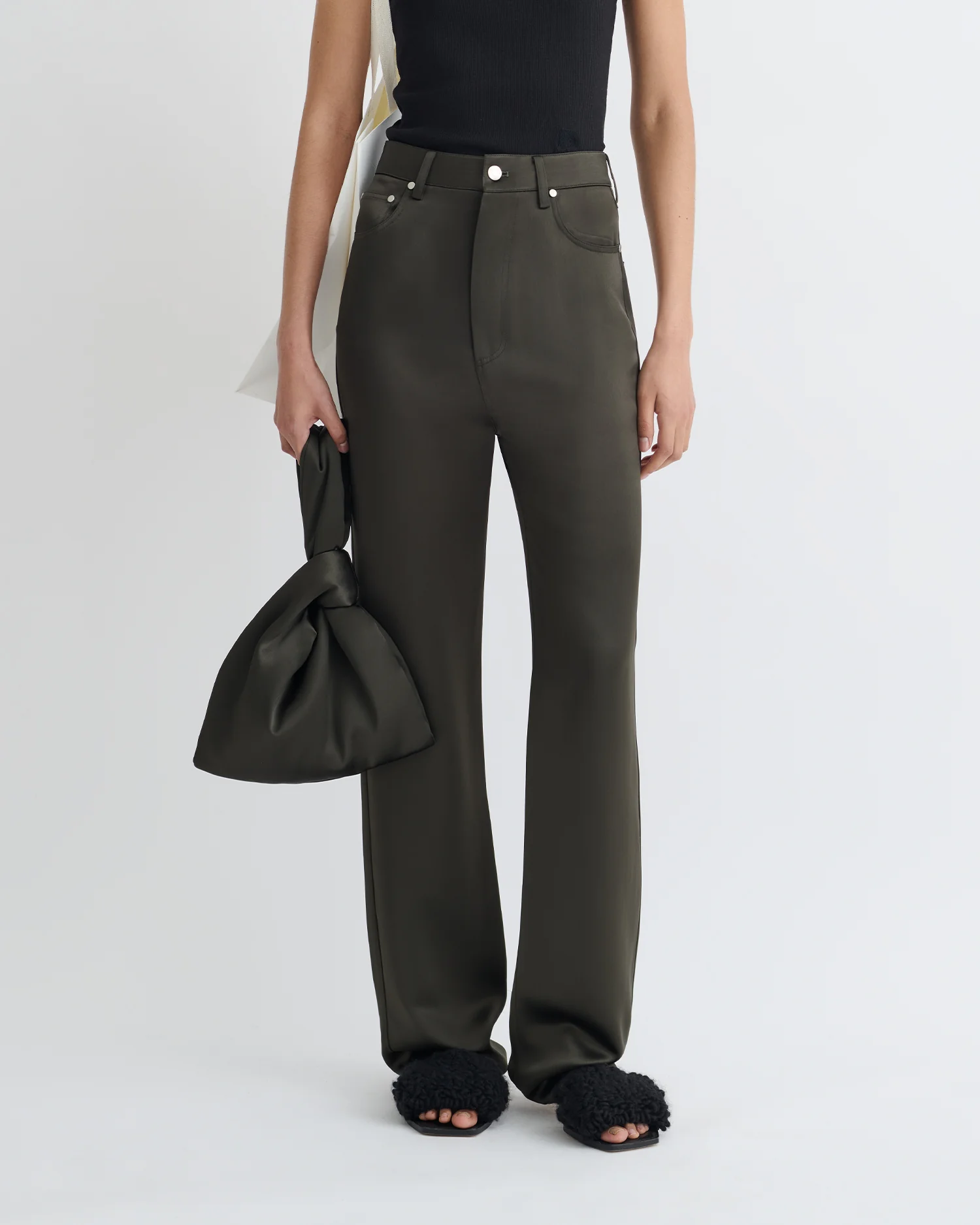 Tita - Slip Satin Pants - Dark Green - Image 4