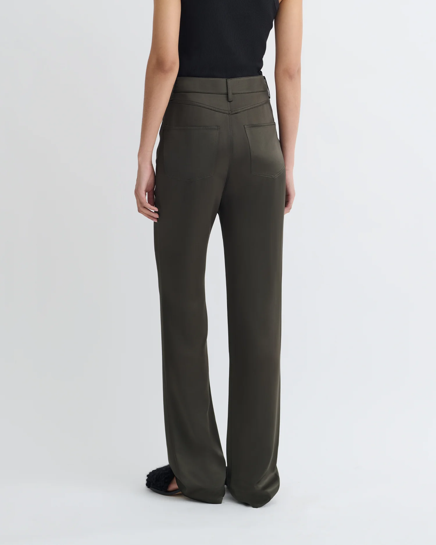 Tita - Slip Satin Pants - Dark Green - Image 5