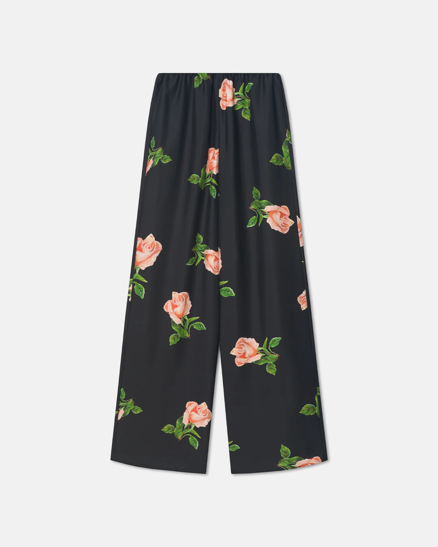Arvenn - Printed Silk Twill Pants - Off Black/Roses - Image 4