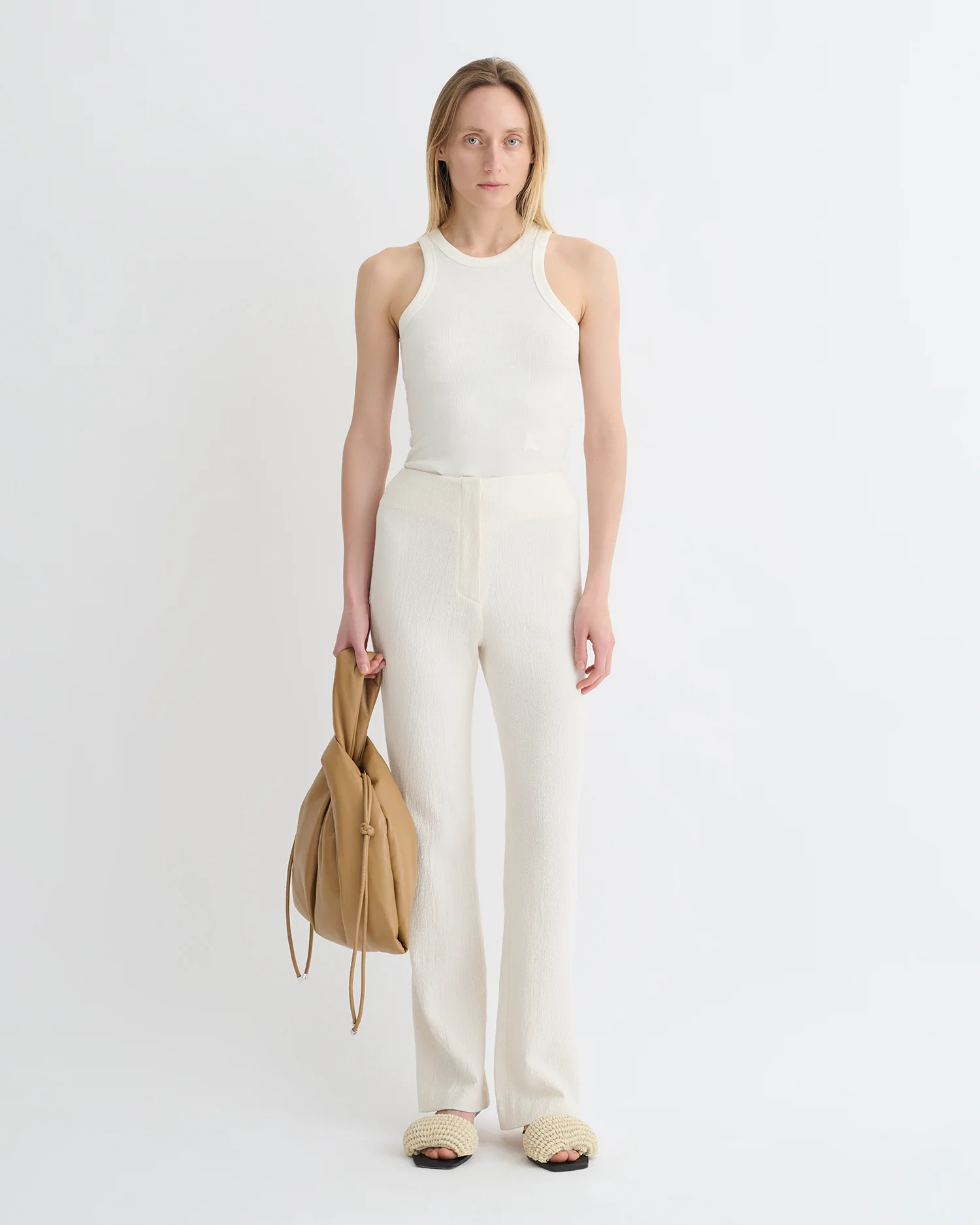 Shera - Crepe Melange Pants - Creme