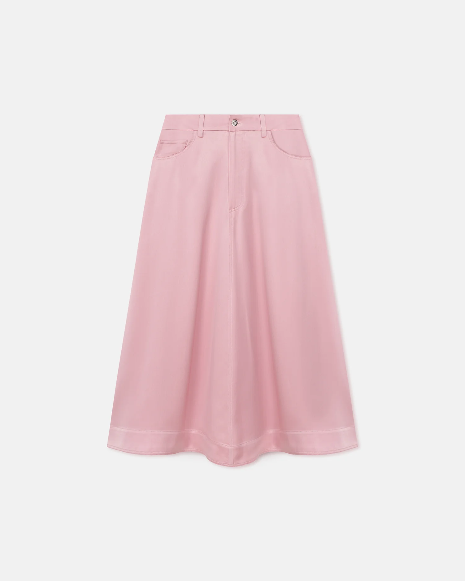 Cintia - Slip Satin Midi Skirt - Pink - Image 4