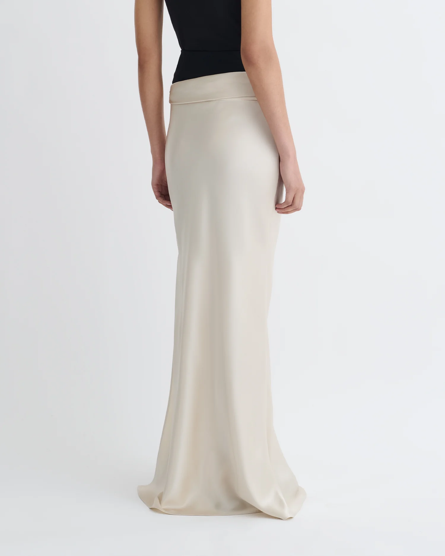 Letto - Mesh Jersey and Slip Satin Skirt - Creme/Black - Image 4