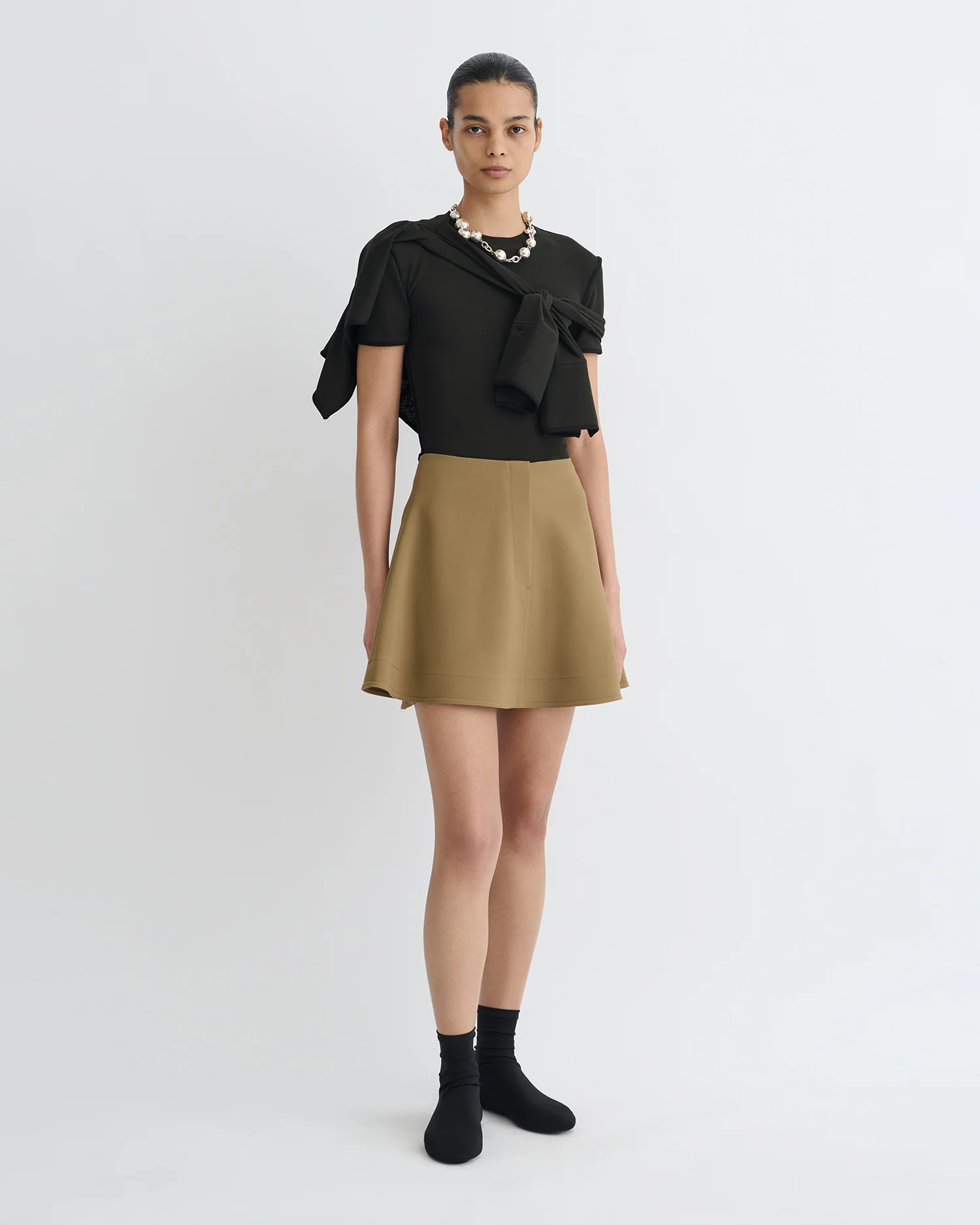 Tenna - Tailored A-Line Mini Skirt - Brown