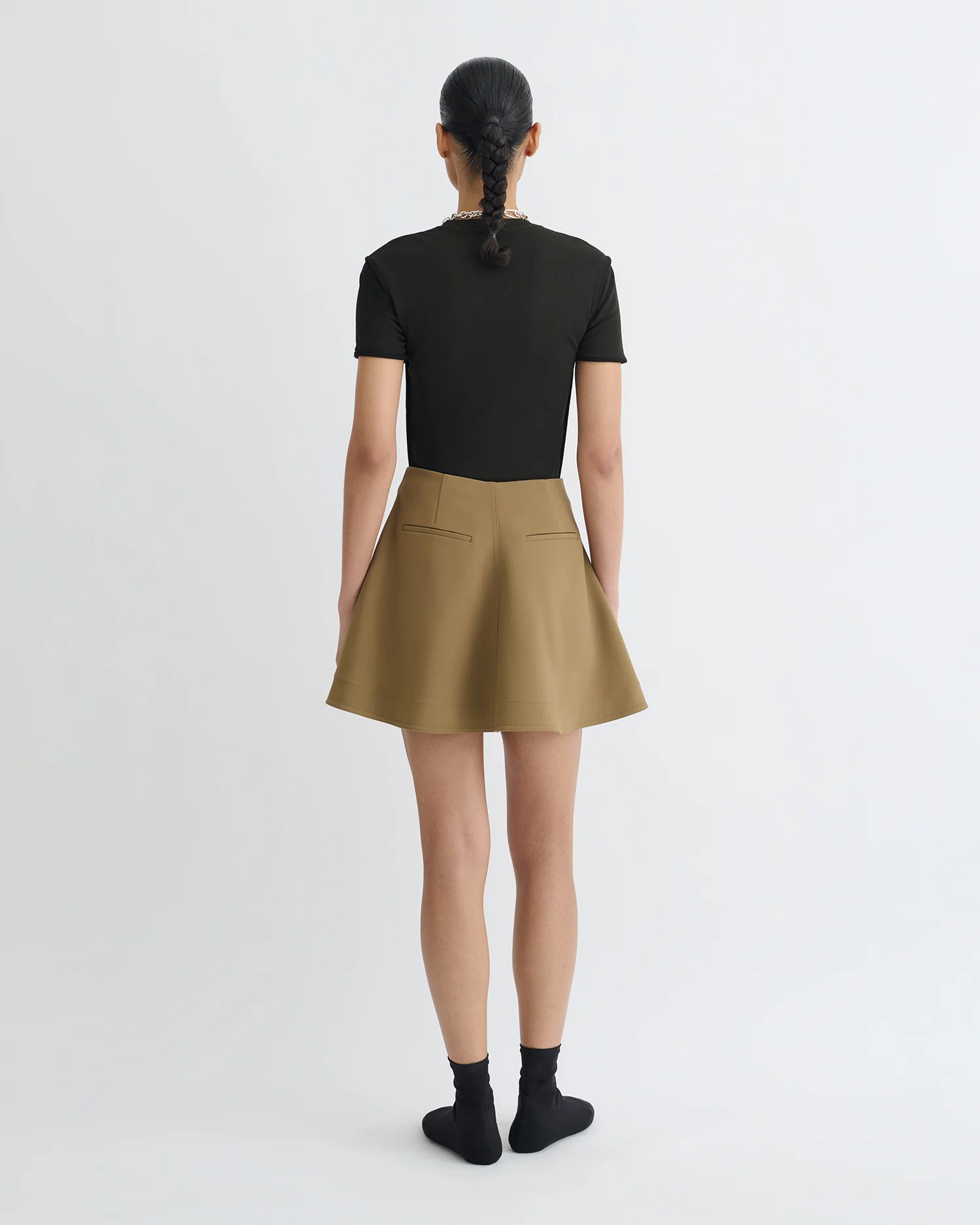 Tenna - Tailored A-Line Mini Skirt - Brown - Image 2