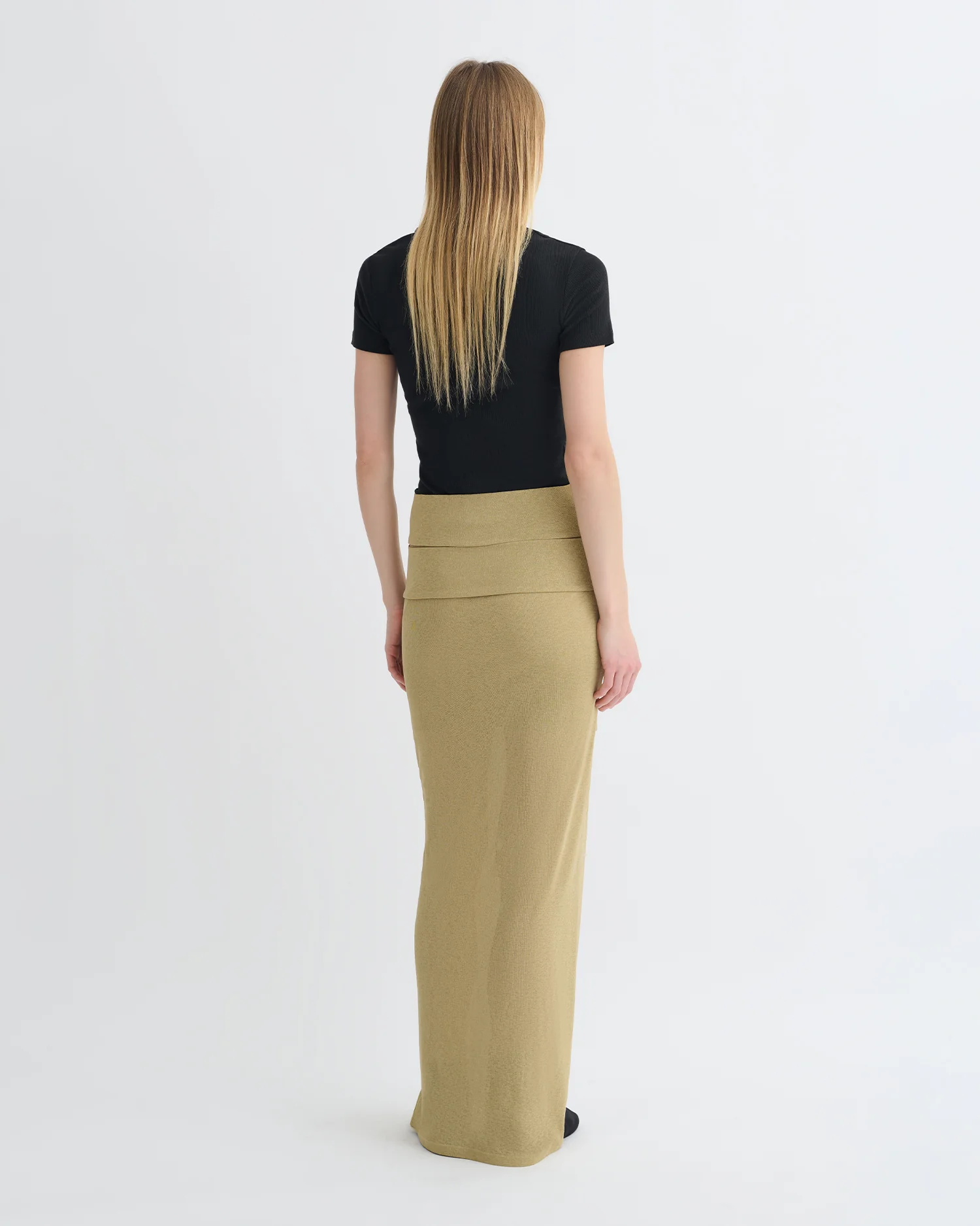 Shanda - Draped Mesh Jersey Maxi Skirt - Sand - Image 2