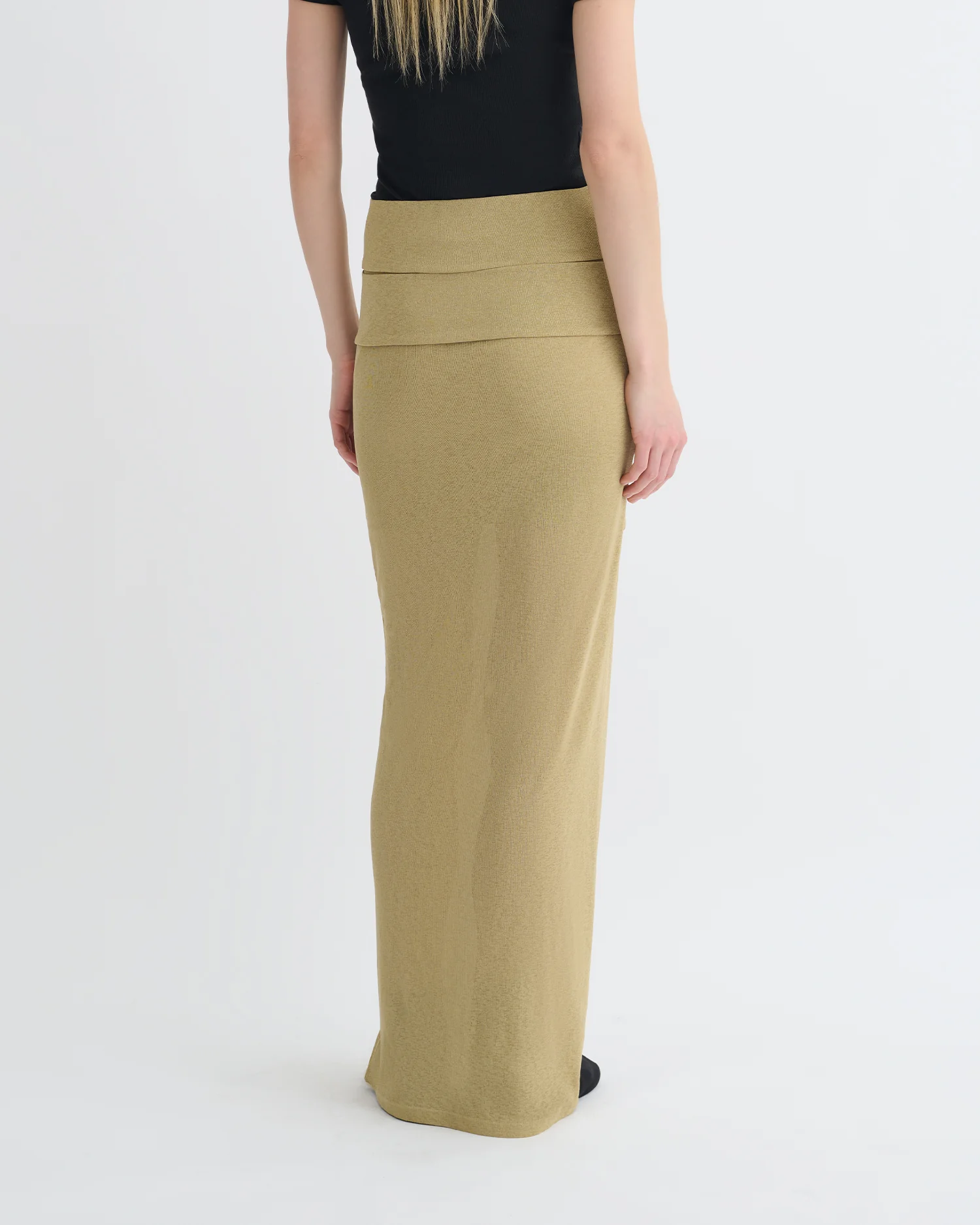 Shanda - Draped Mesh Jersey Maxi Skirt - Sand - Image 5
