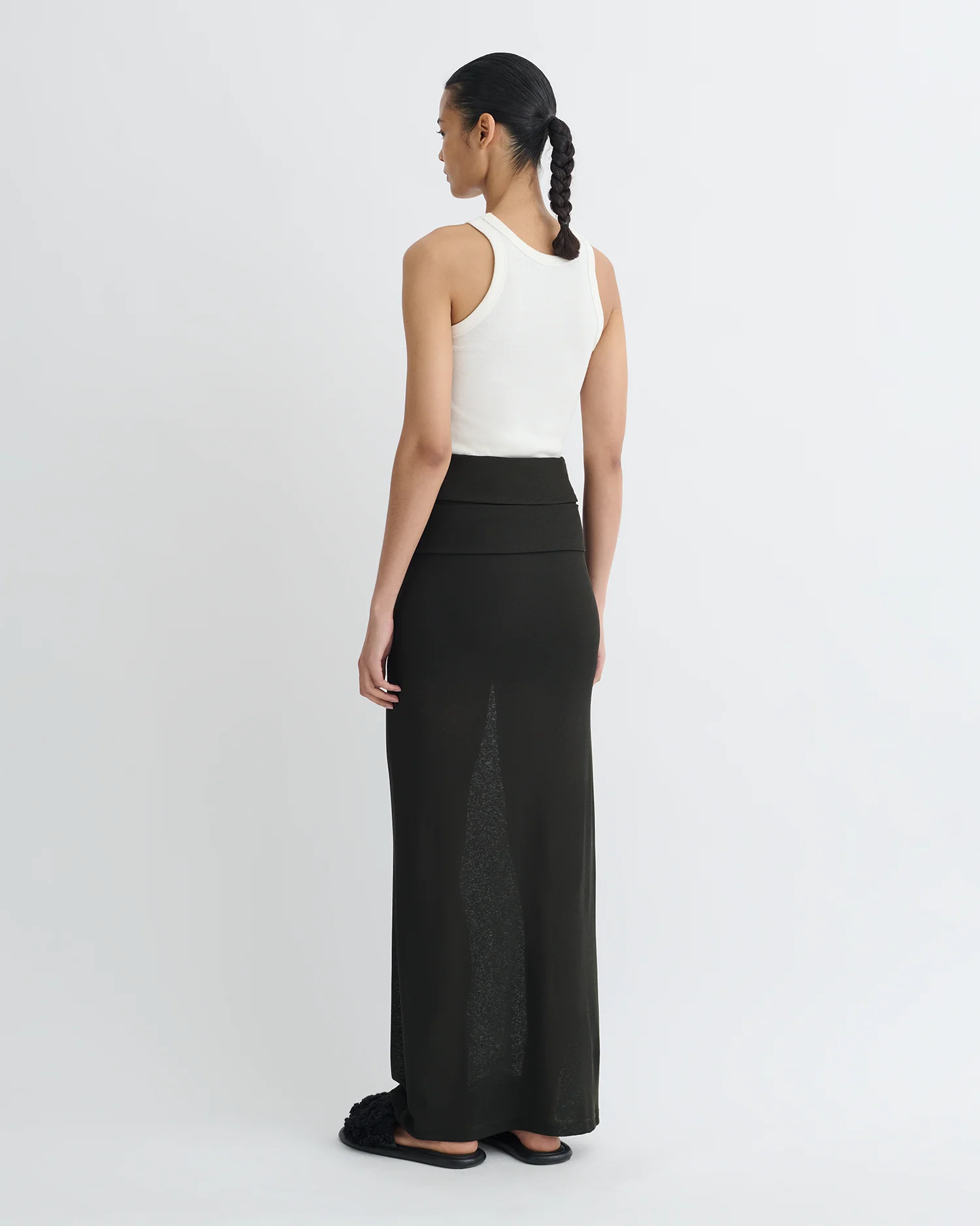 Shanda - Draped Mesh Jersey Maxi Skirt - Anthracite - Image 2