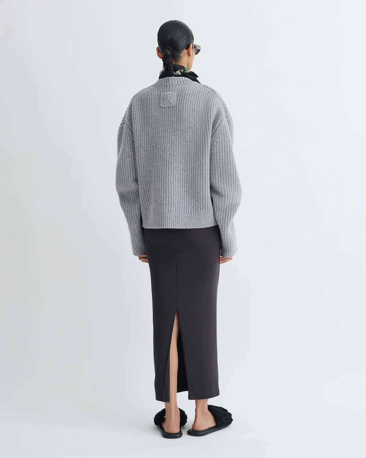 Rafa - Wool Jersey Midi Skirt - Grey - Image 2