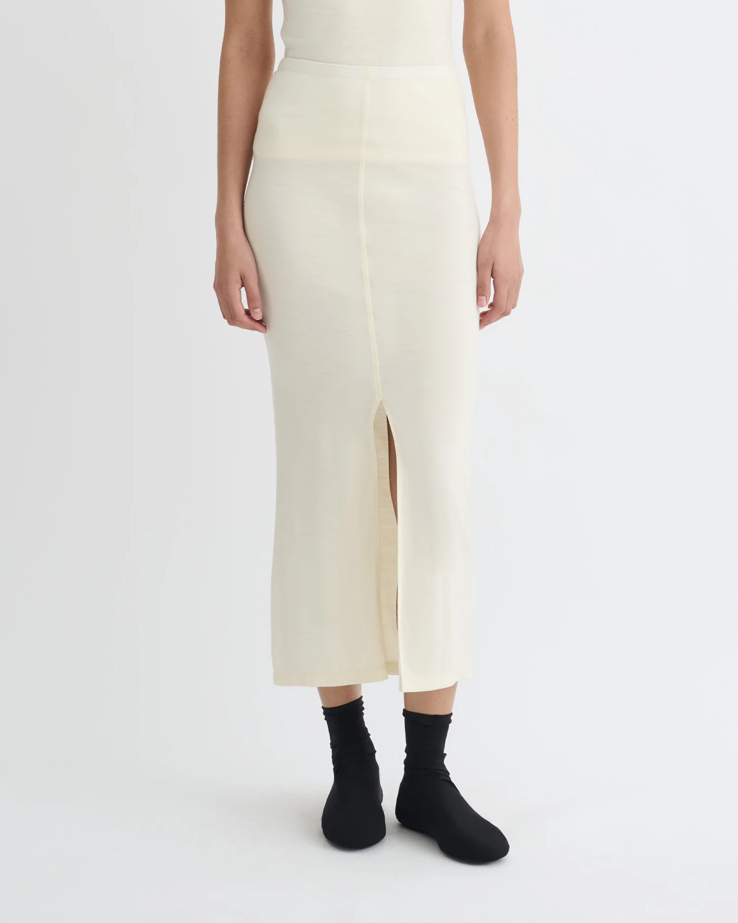 Rafa - Wool Jersey Midi Skirt - Creme - Image 3