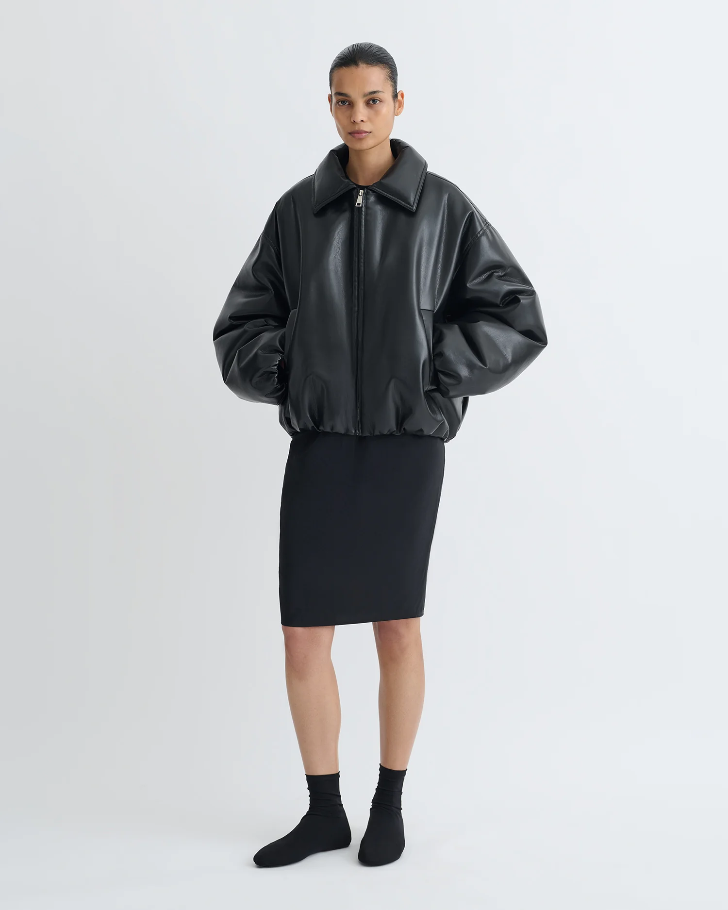 Kaiya - Glass Poplin Skirt - Black