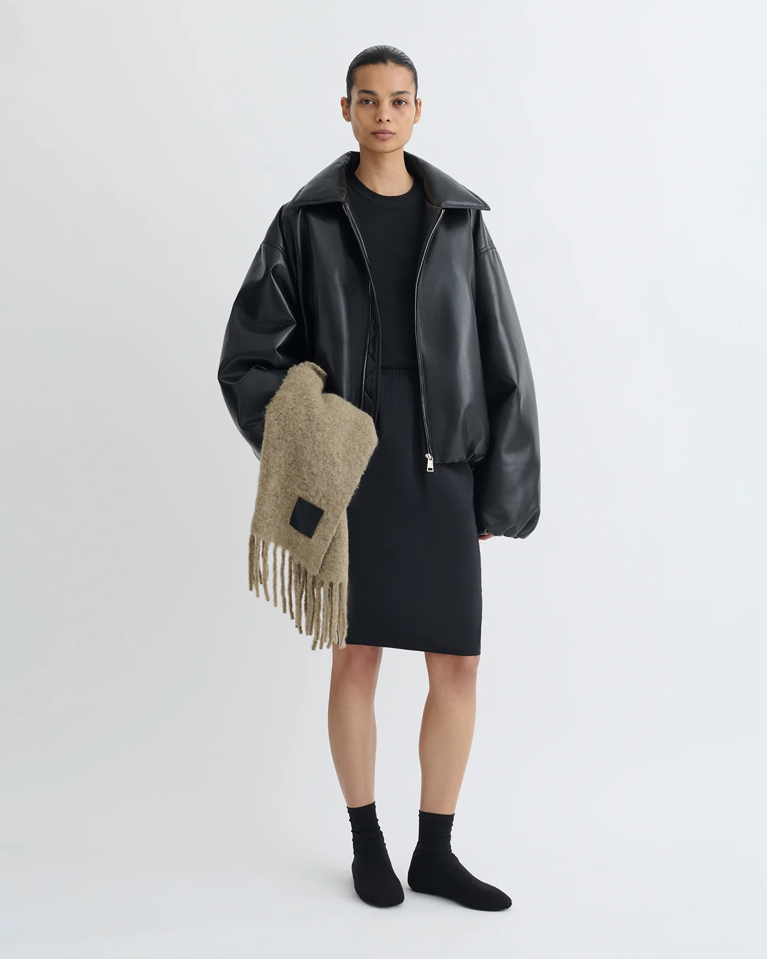 Kaiya - Glass Poplin Skirt - Black - Image 2