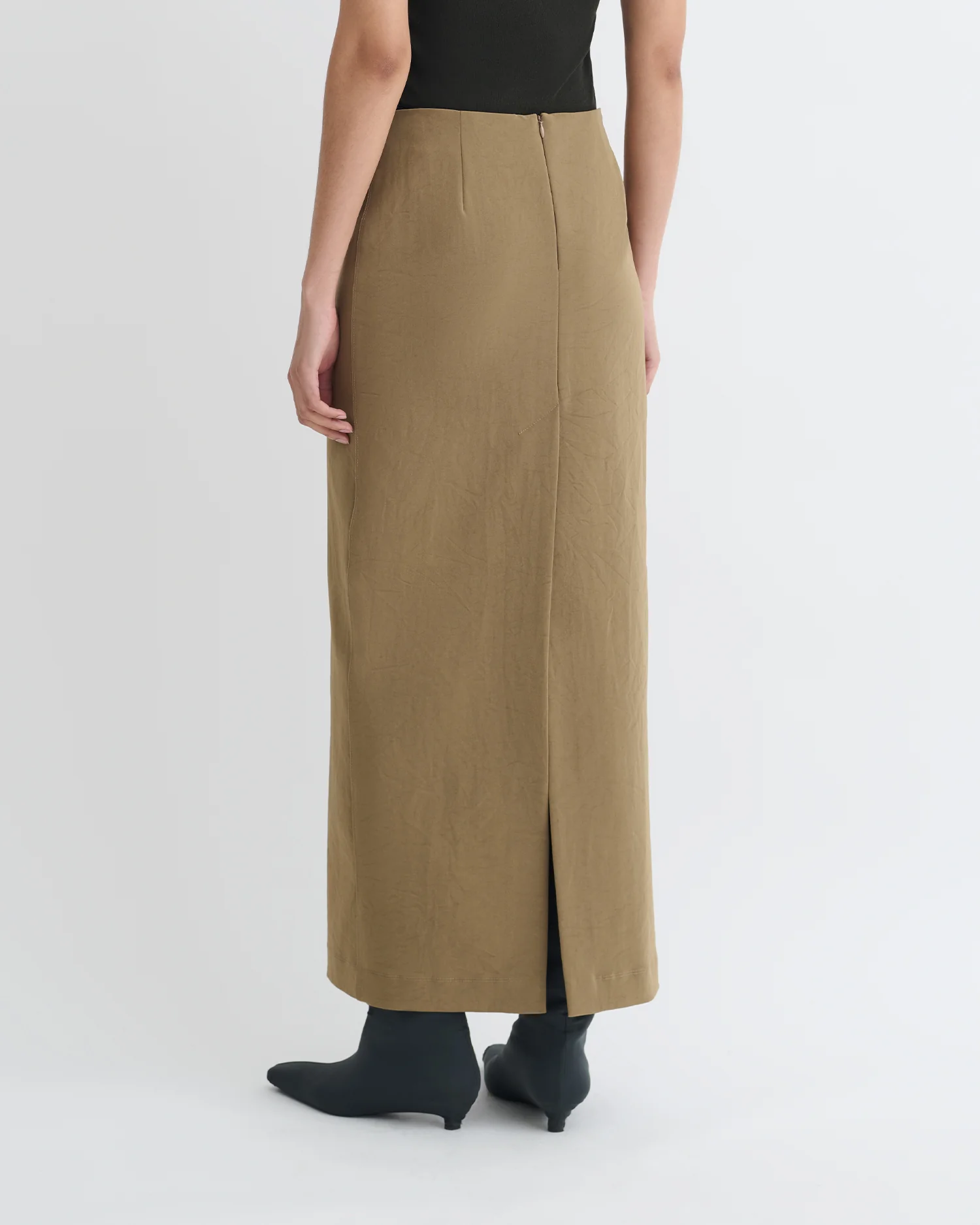 Nya - Paper Jersey Midi Skirt - Brown - Image 6