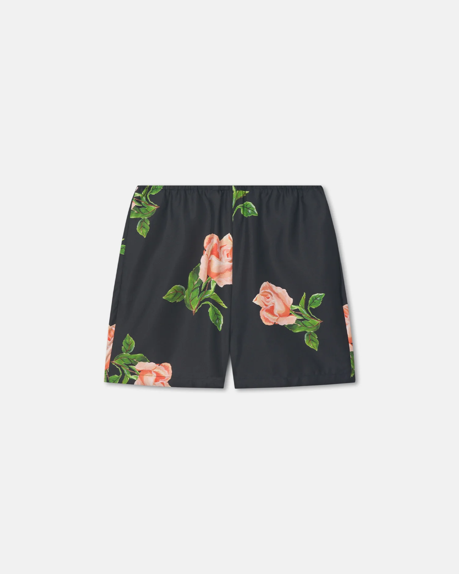 Dylla - Printed Tailored Silk Twill Shorts - Off Black/Roses - Image 4