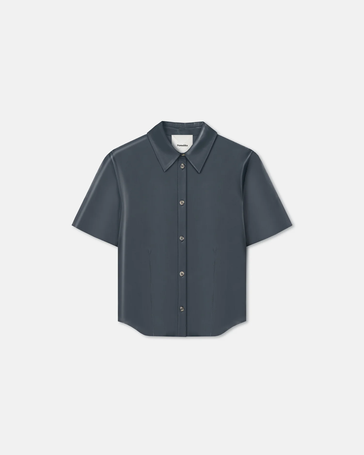 Clare - Okobor™Alt-Leather Shirt - Steel Blue - Image 5