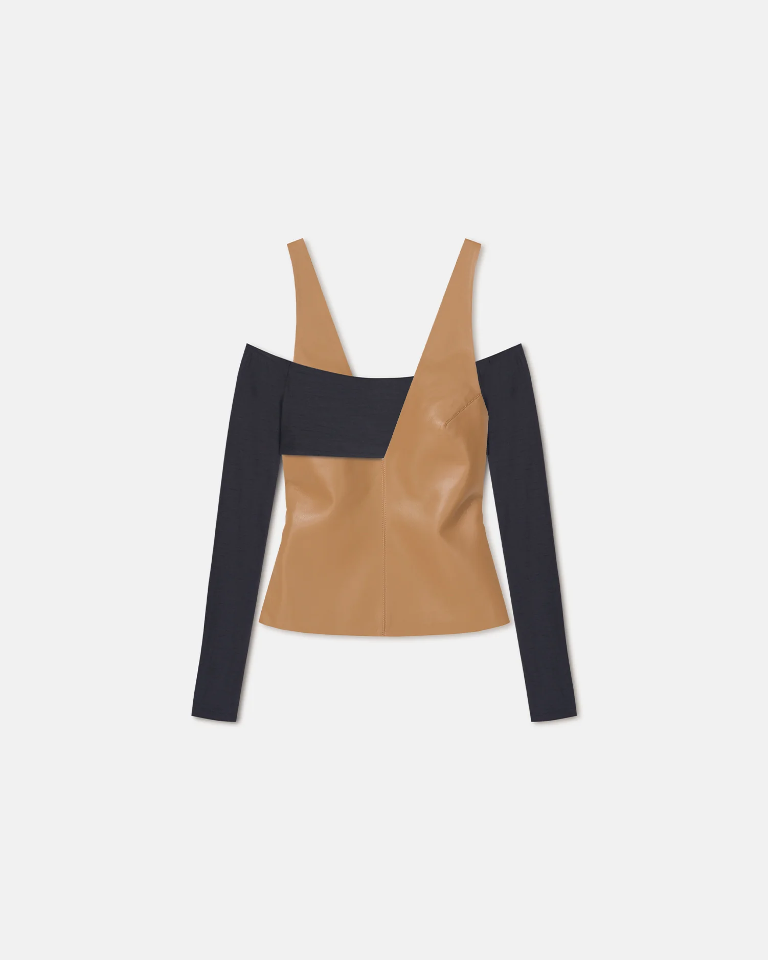 Ferr - Wool Jersey and Okobor™ Alt-Leather Top - Oak/Grey - Image 4