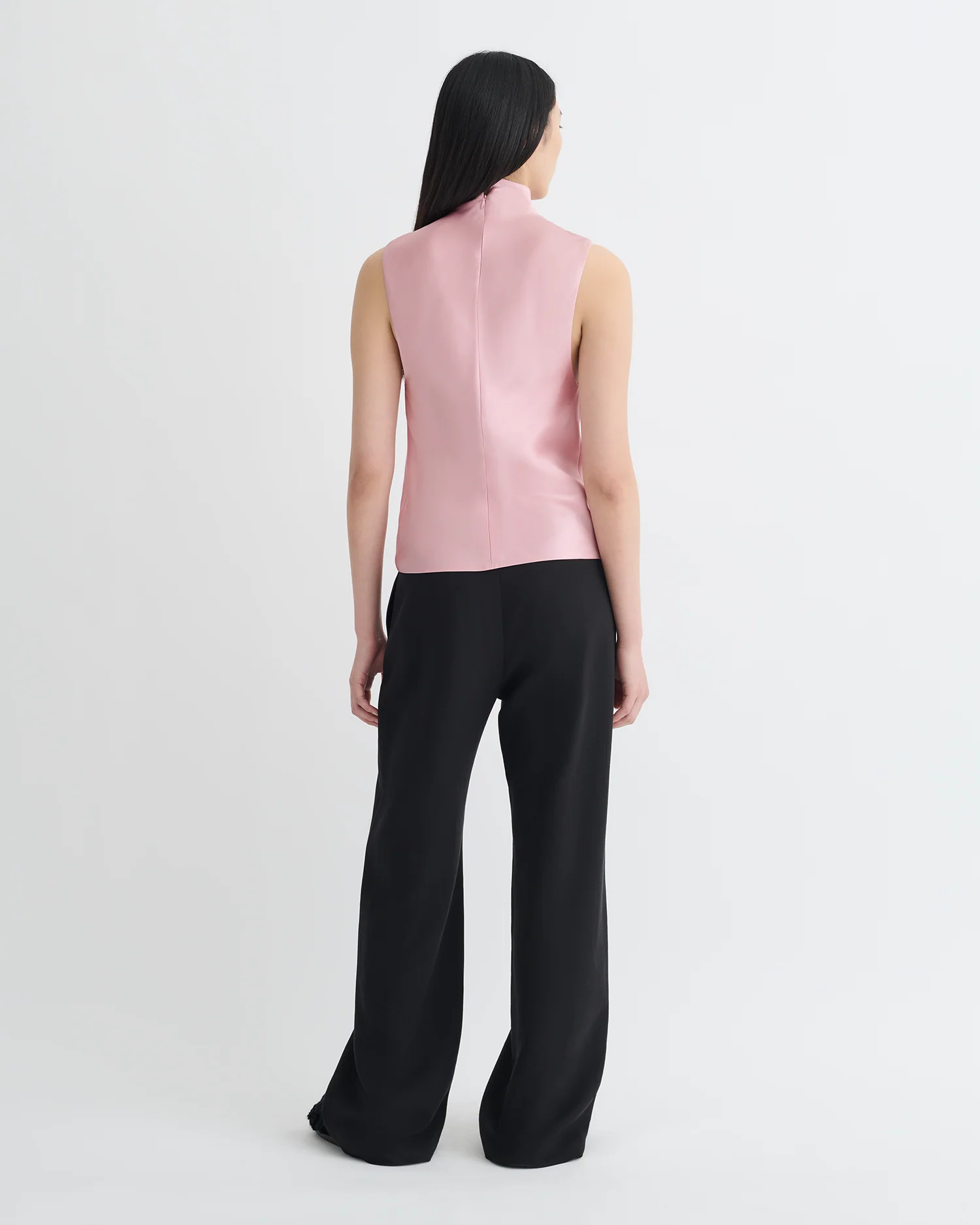Colson - Slip Satin Turtleneck Top - Pink - Image 3