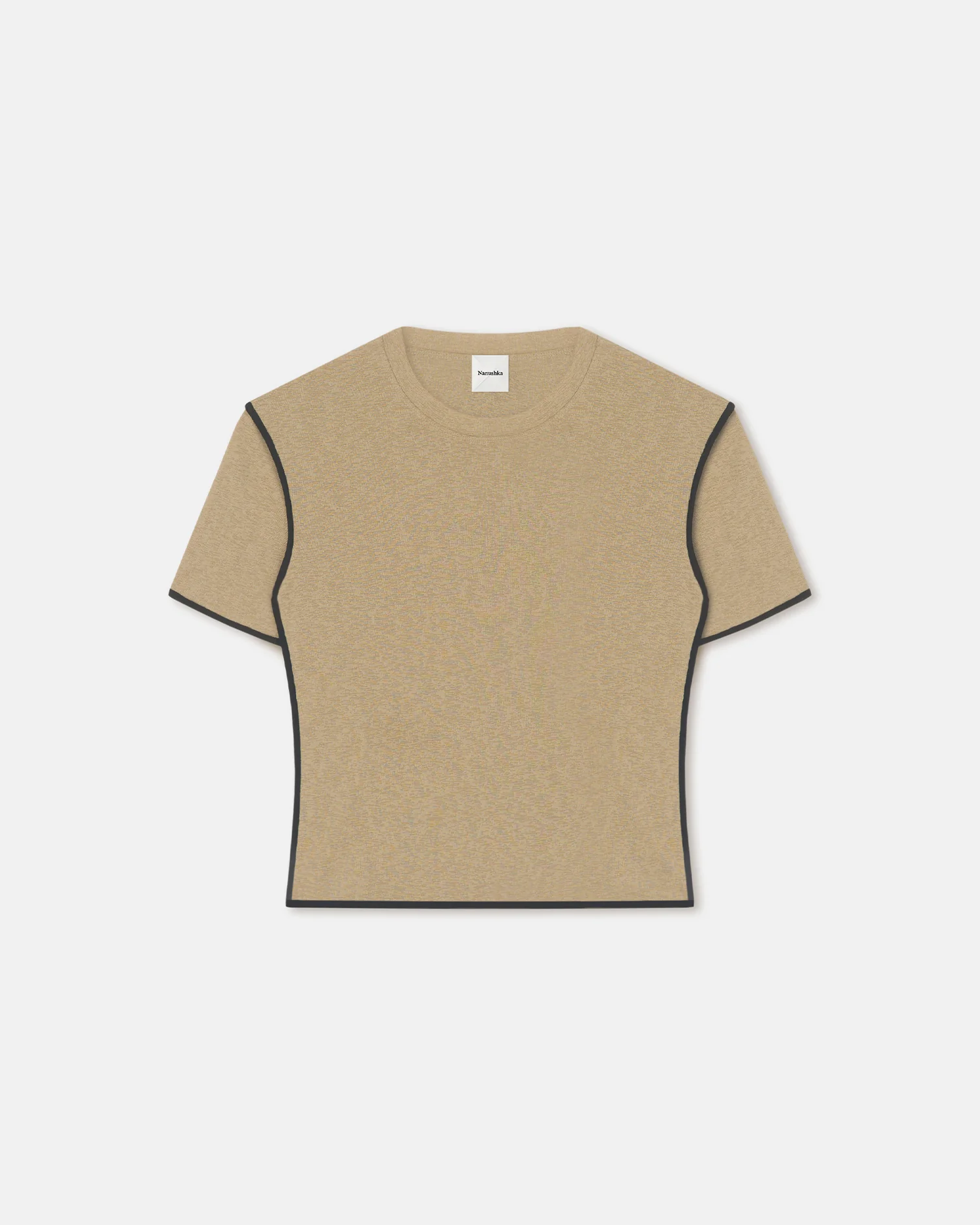Sabelle - Cropped Mesh Jersey T-Shirt - Sand/Anthracite - Image 5