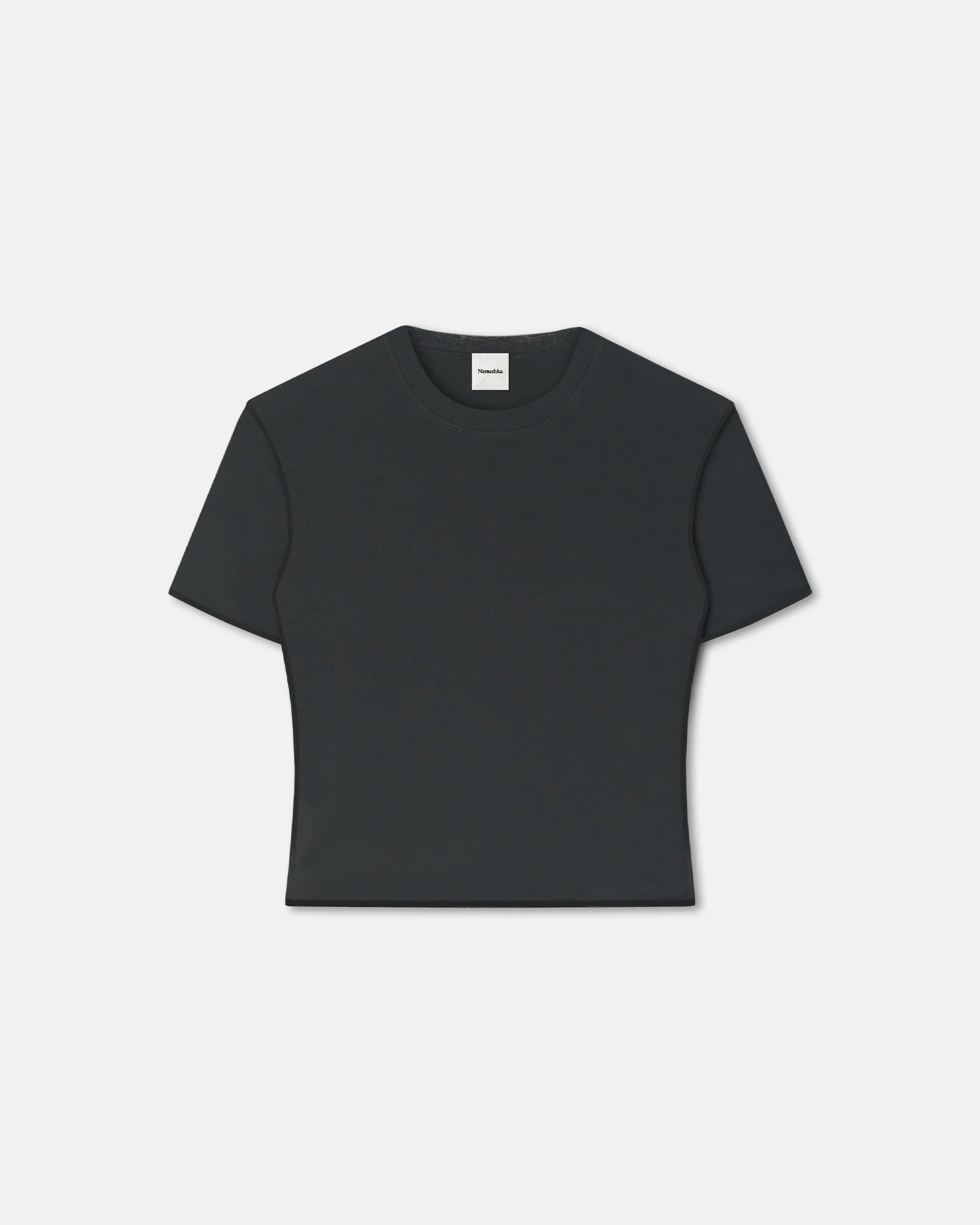Sabelle - Cropped Mesh Jersey T-Shirt - Antracite/Black - Image 5