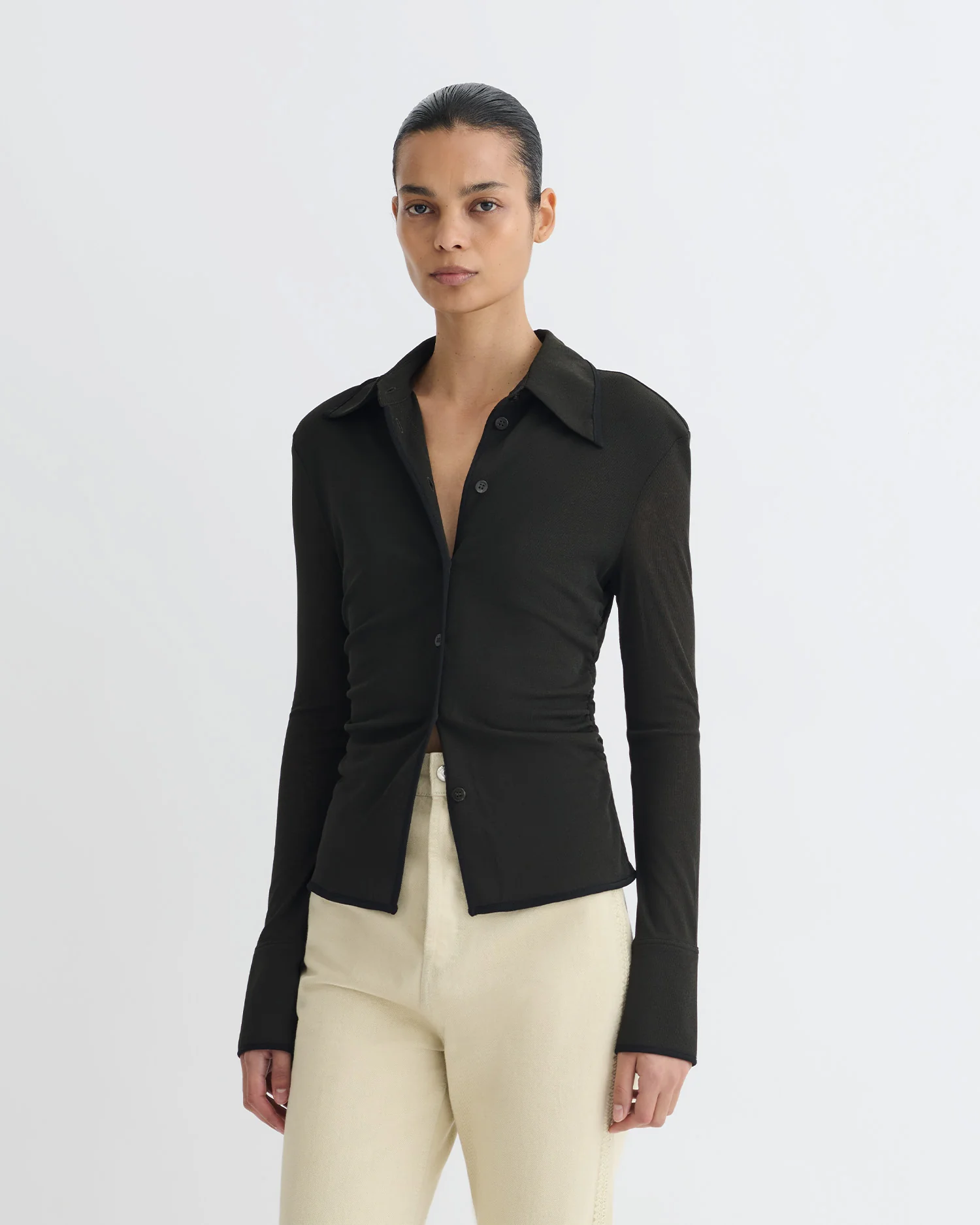 Idana - Mesh Jersey Shirt - Antracite/Black