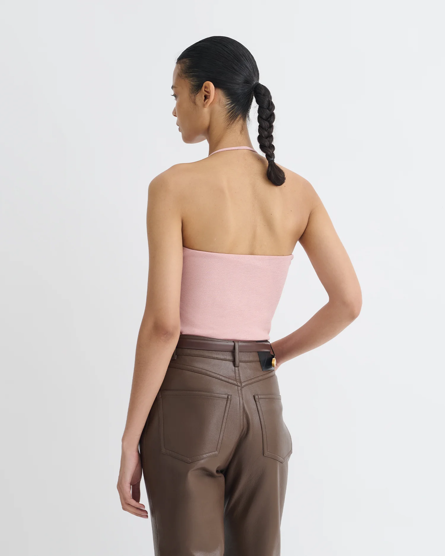 Rissa - Halter Neck Mesh Jersey Top - Pink - Image 2