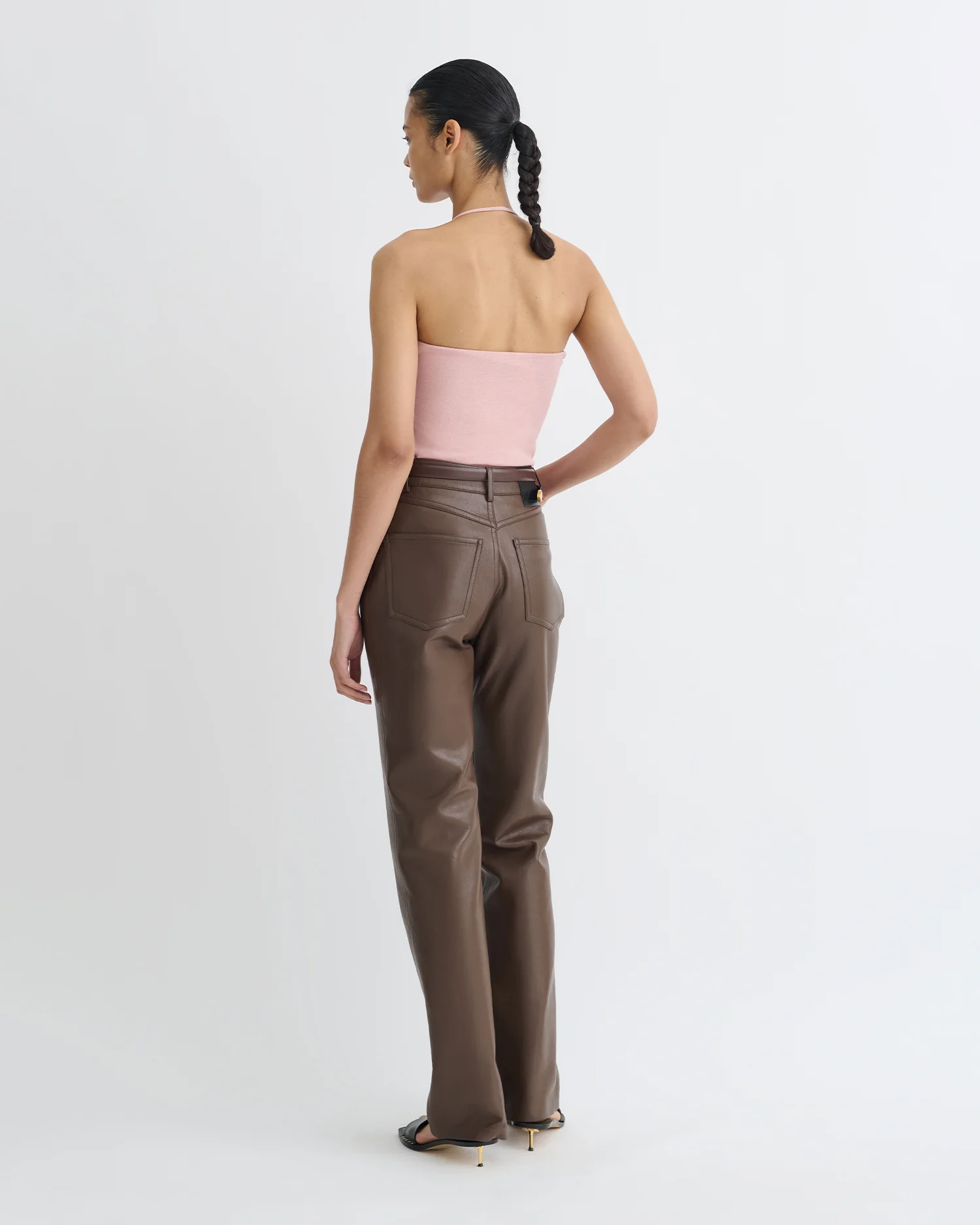 Rissa - Halter Neck Mesh Jersey Top - Pink - Image 4