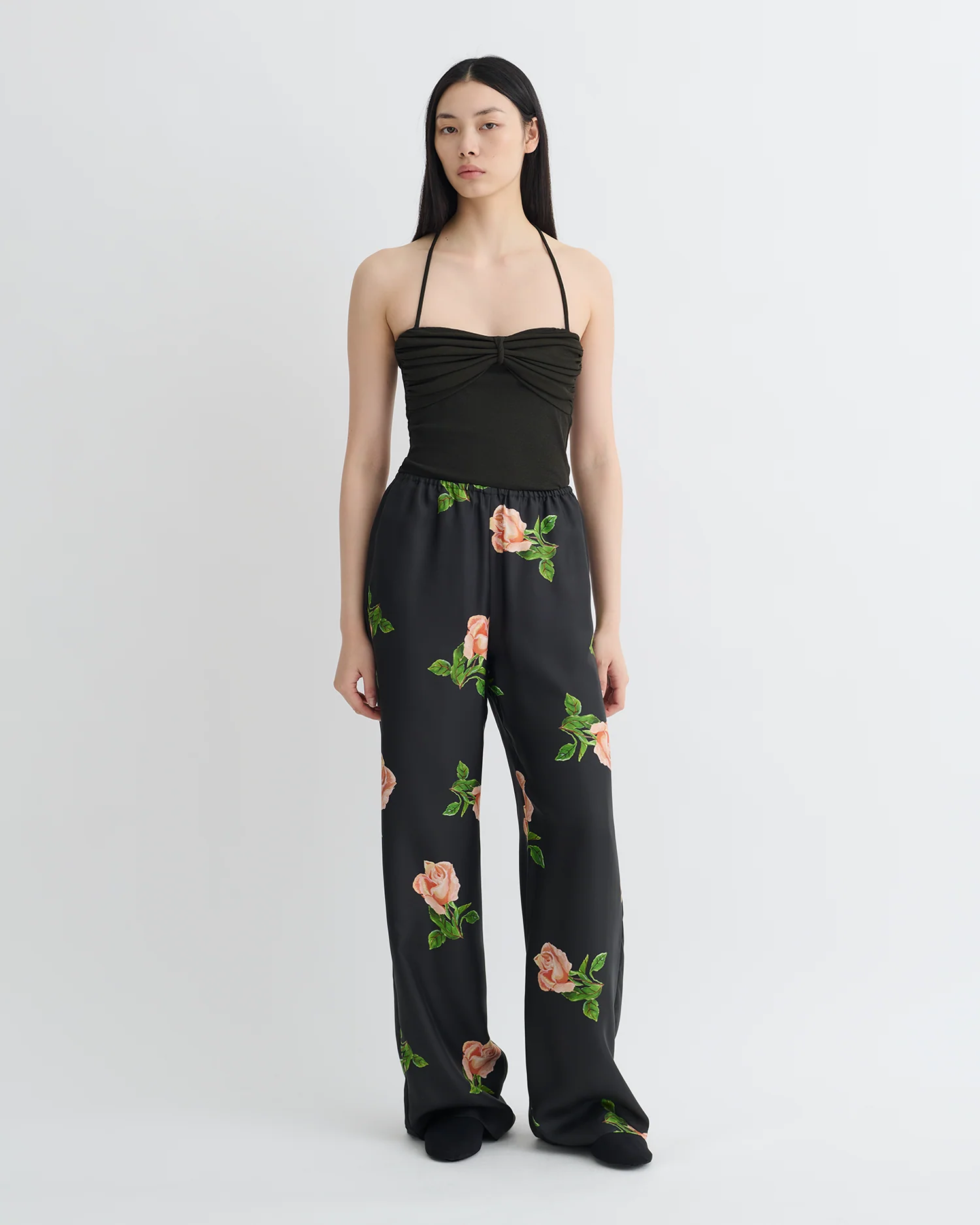 Rissa - Halter Neck Mesh Jersey Top - Anthracite - Image 2