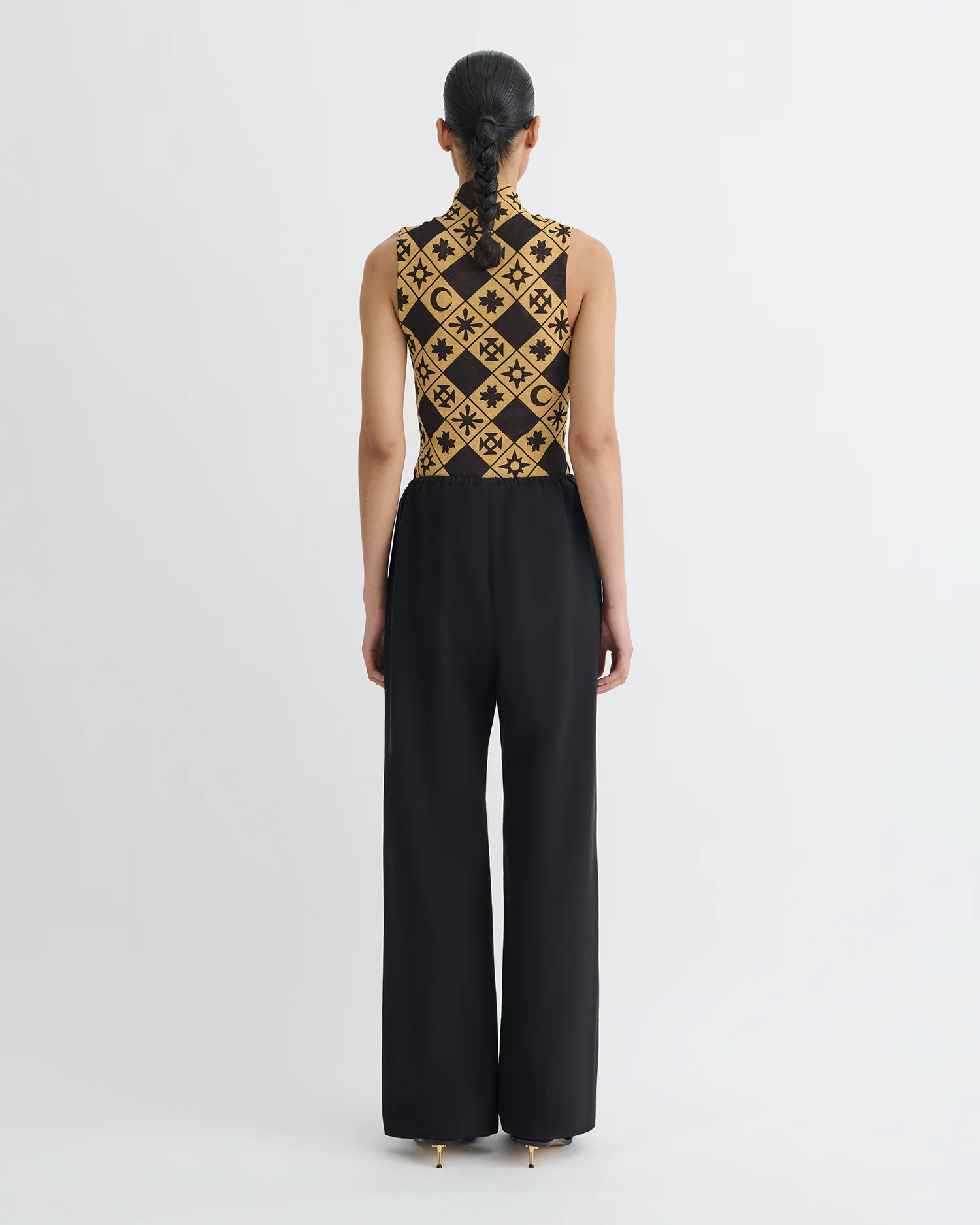 Annyka - Printed Mesh Jersey Top - Symbol Tile Oak - Image 3