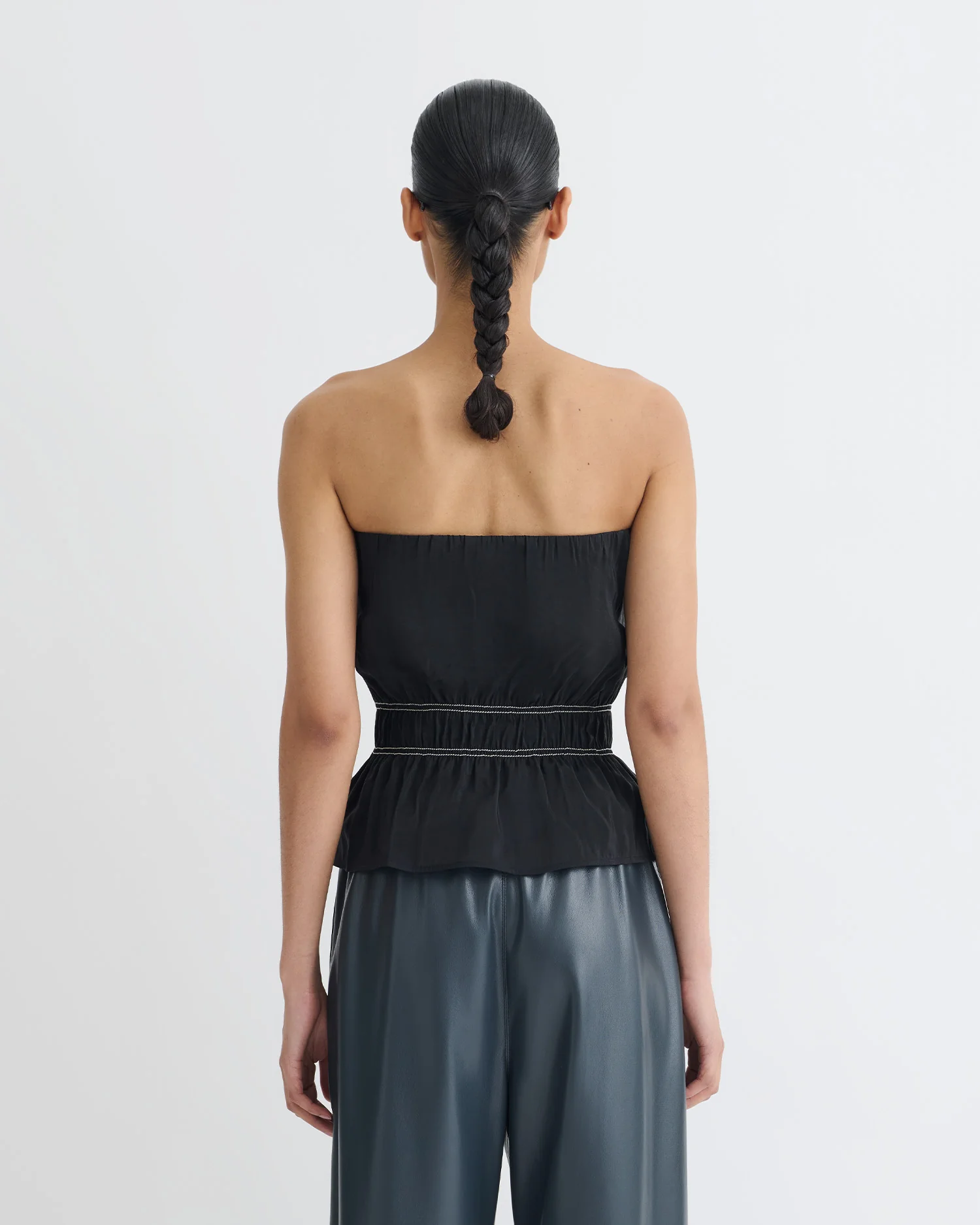 Rosey - Glass Poplin Bandeau Top - Black - Image 5