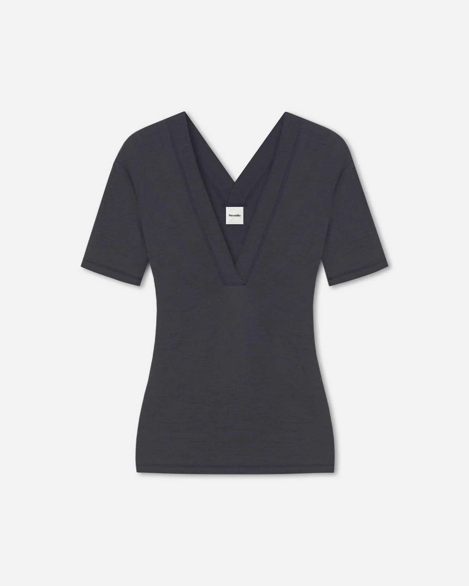 Akka - Wool Jersey Henley Top - Grey - Image 5